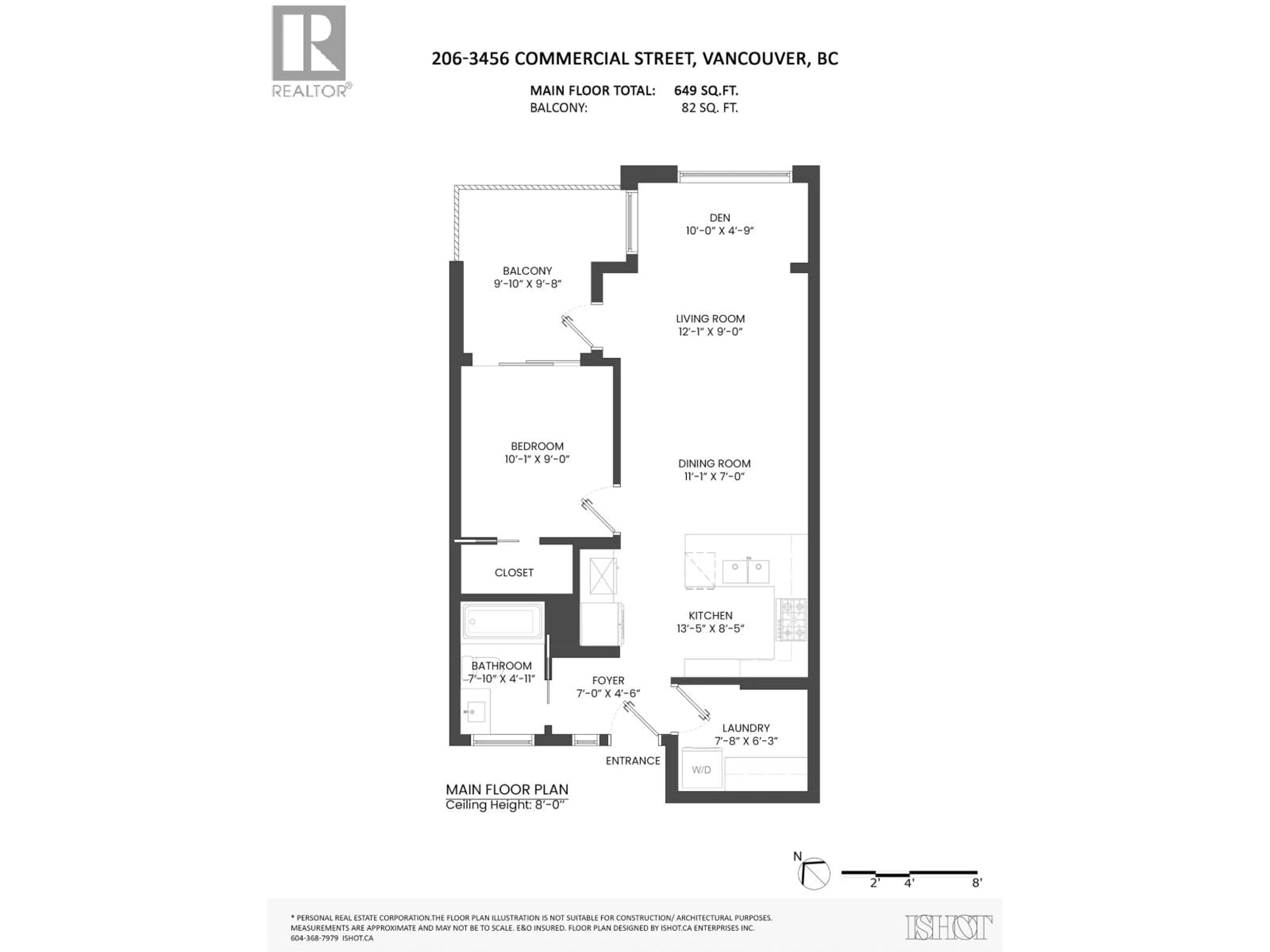 Floor plan for 206 - 3456 COMMERCIAL STREET, Vancouver British Columbia V5N4E9