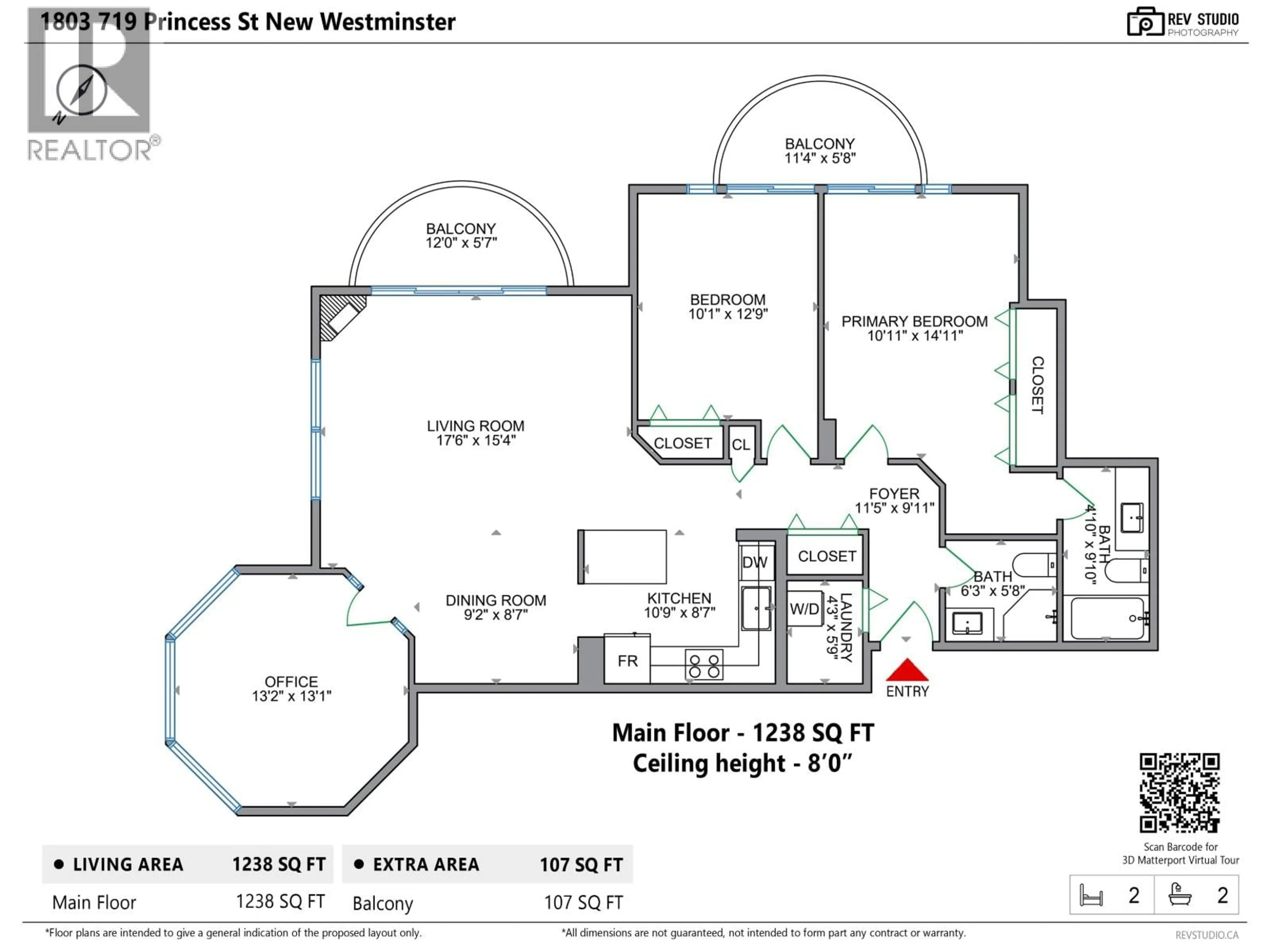 Floor plan for 1803 - 719 PRINCESS STREET, New Westminster British Columbia V3M6T9