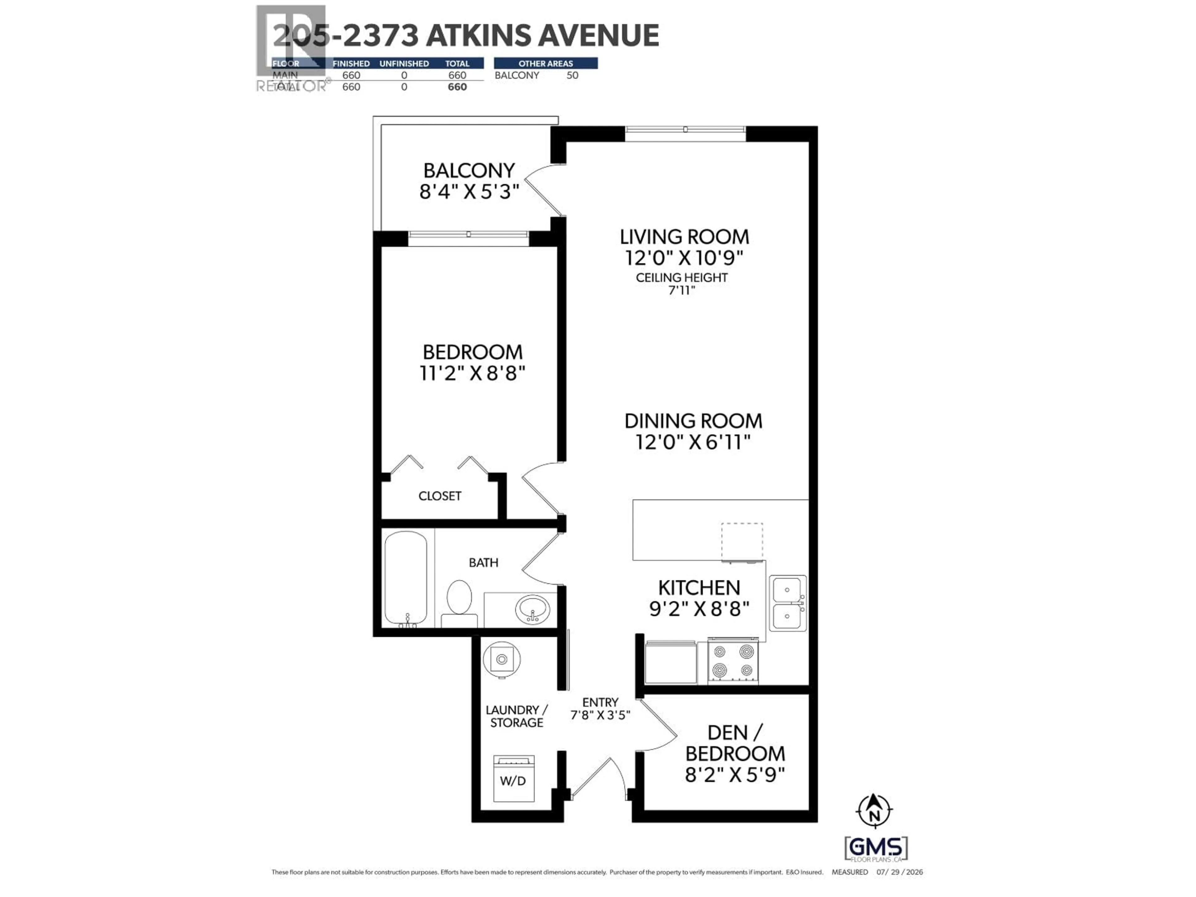 Floor plan for 205 - 2373 ATKINS AVENUE, Port Coquitlam British Columbia V3C1Y7