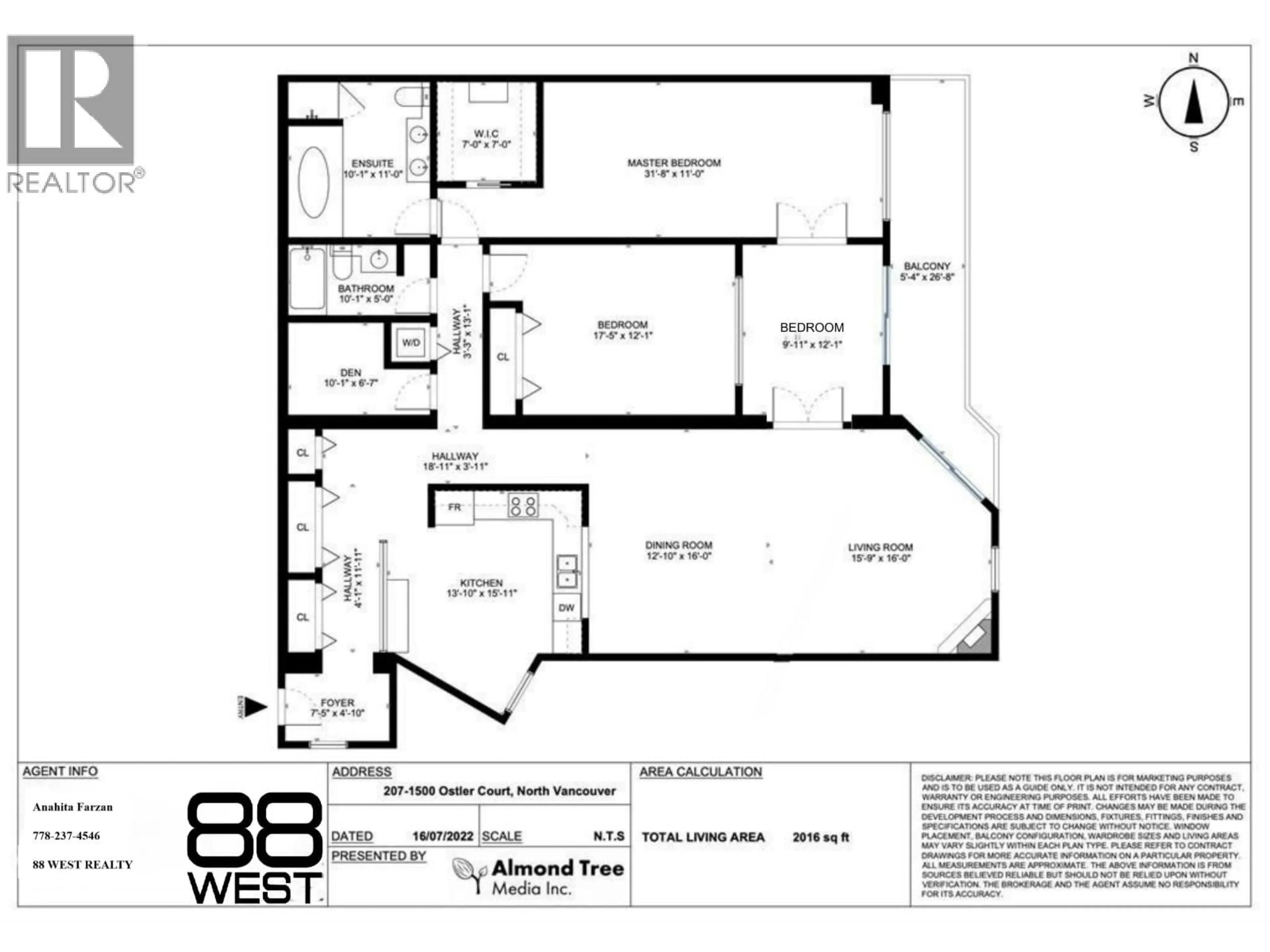 Floor plan for 207 - 1500 OSTLER COURT, North Vancouver British Columbia V7G2S2