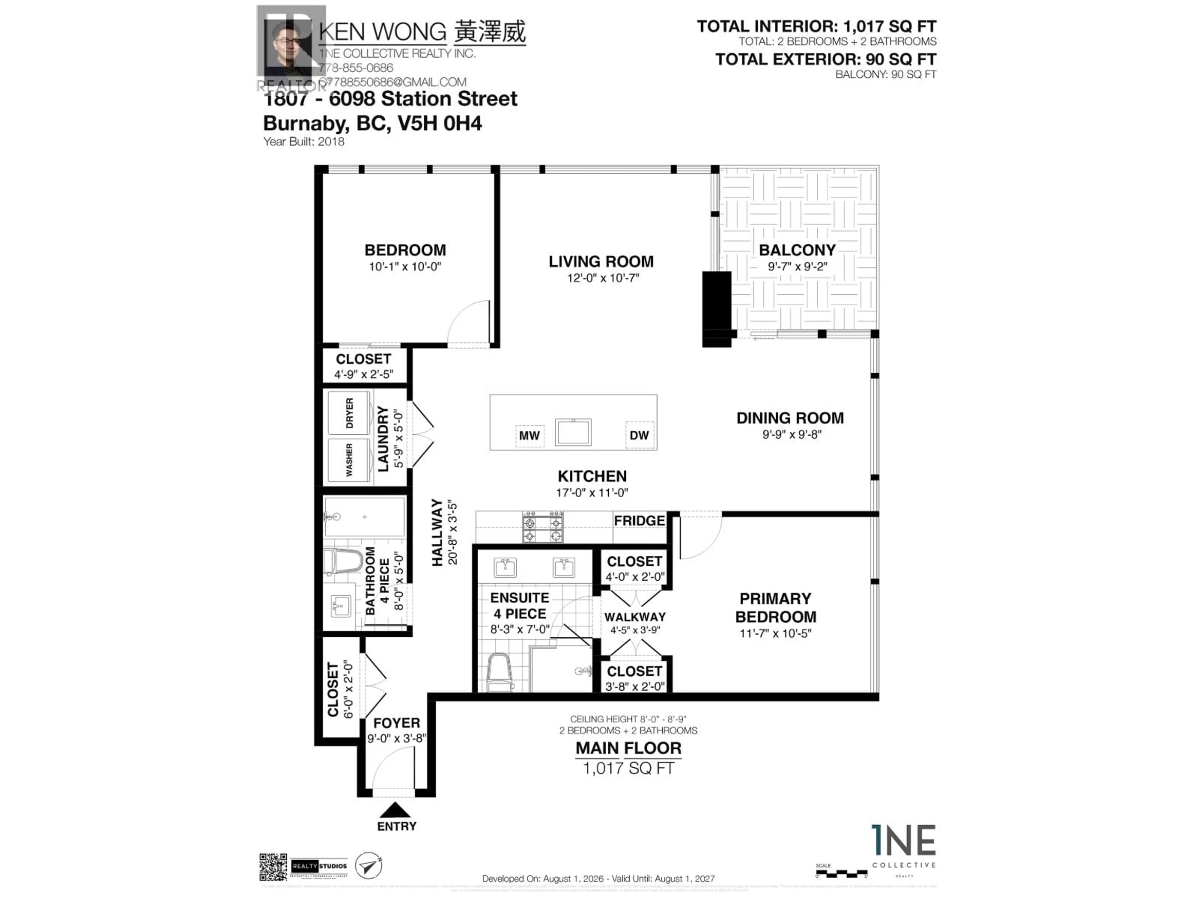Floor plan for 1807 - 6098 STATION STREET, Burnaby British Columbia V5H0H4