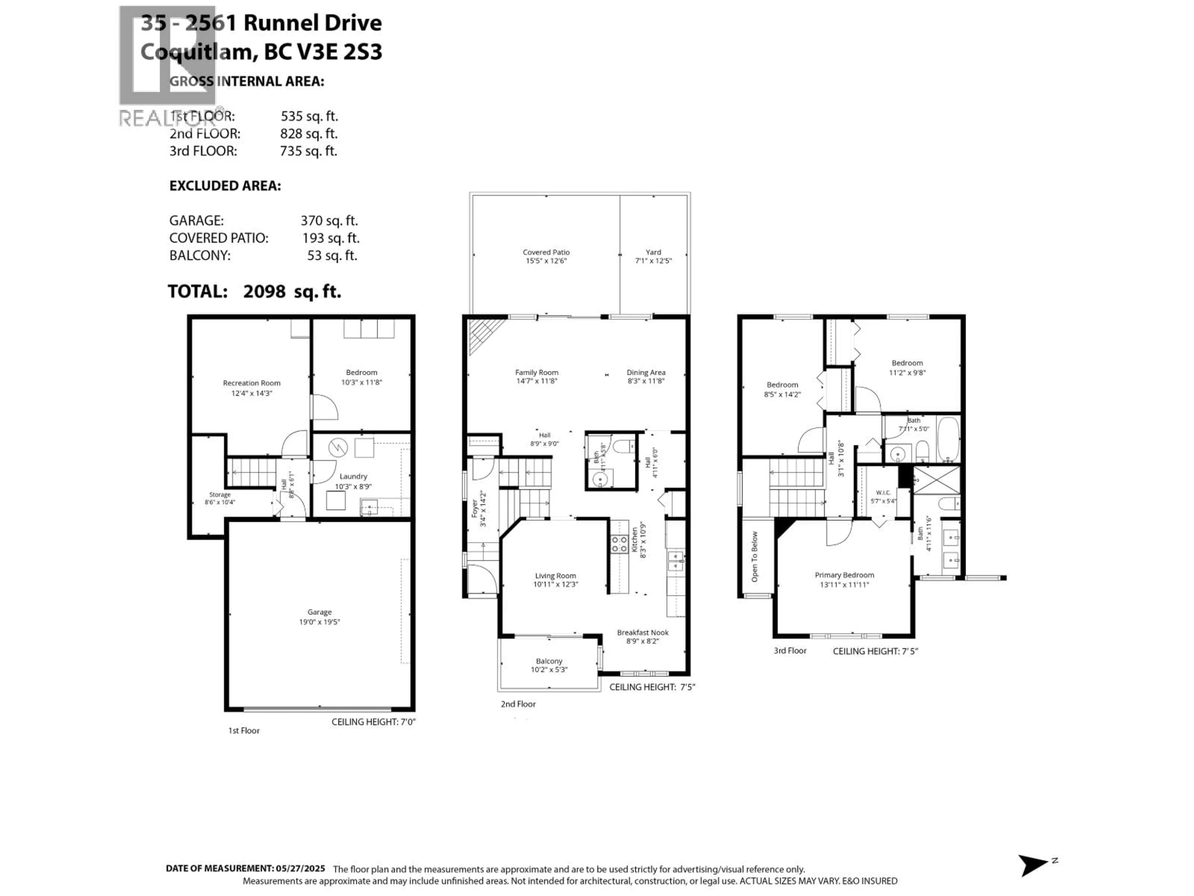 Floor plan for 35 - 2561 RUNNEL DRIVE, Coquitlam British Columbia V3E2S3
