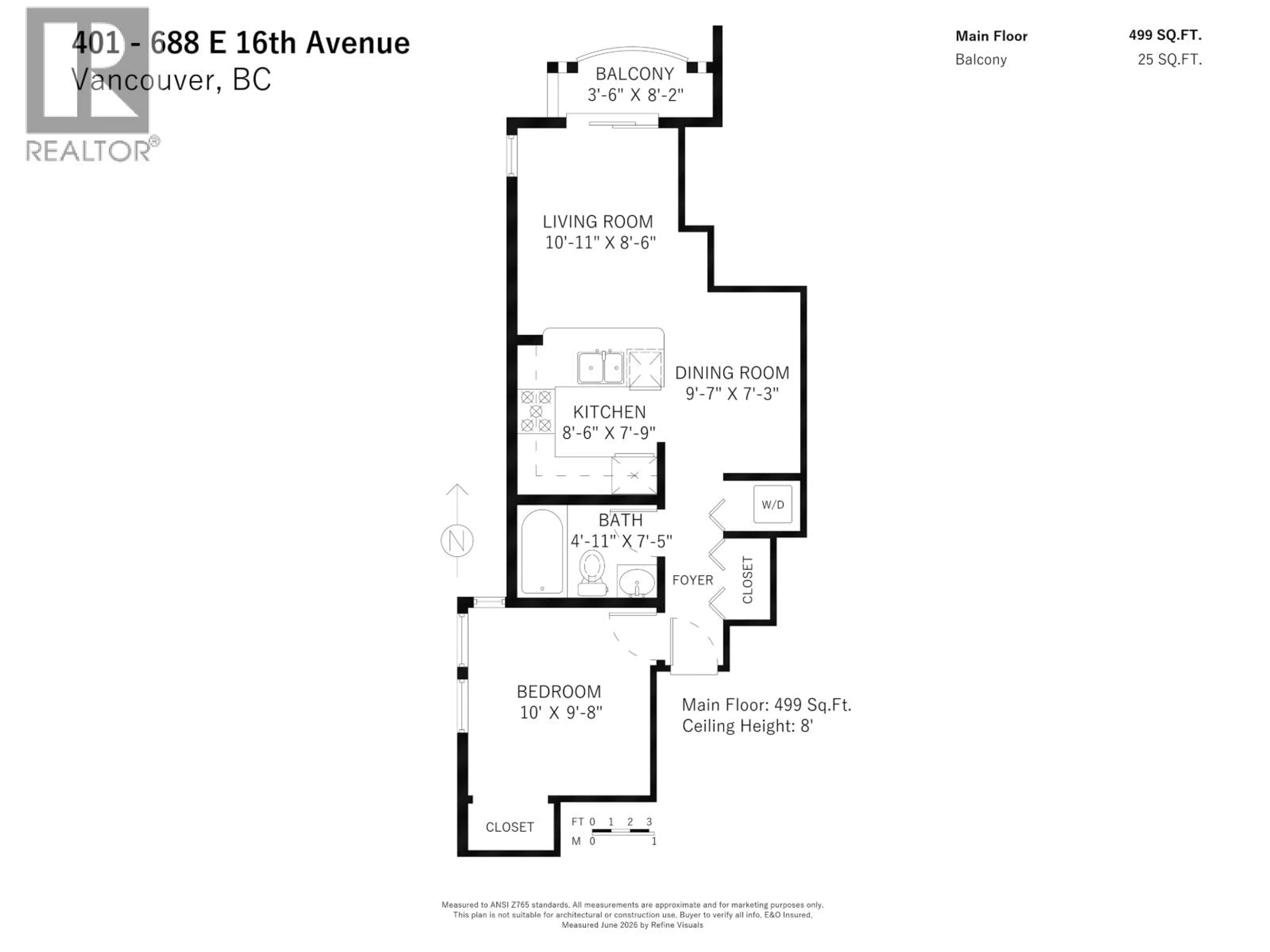 Floor plan for 401 - 688 16TH AVENUE, Vancouver British Columbia V5T2V4