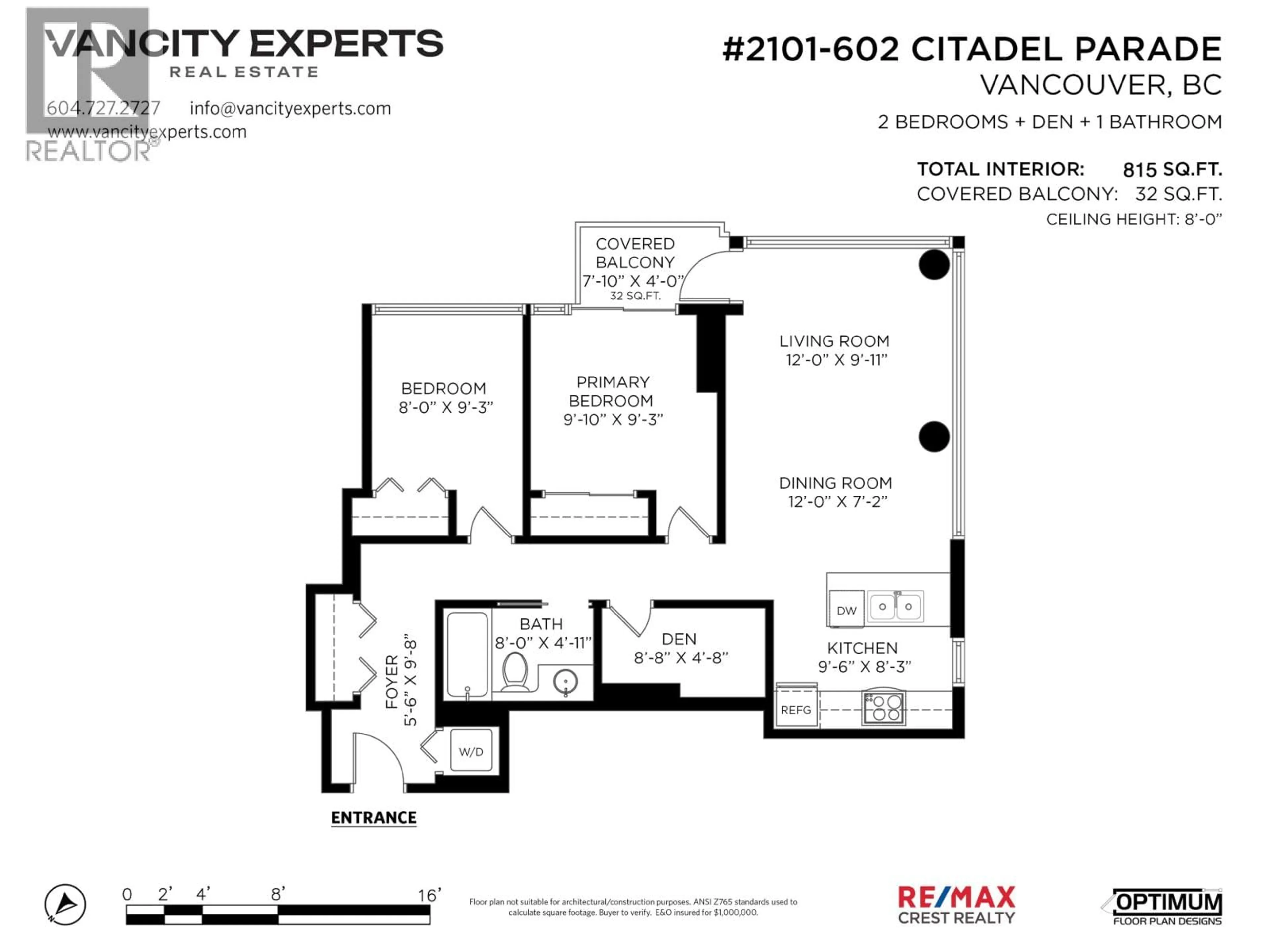 Floor plan for 2101 - 602 CITADEL PARADE, Vancouver British Columbia V6B1X2