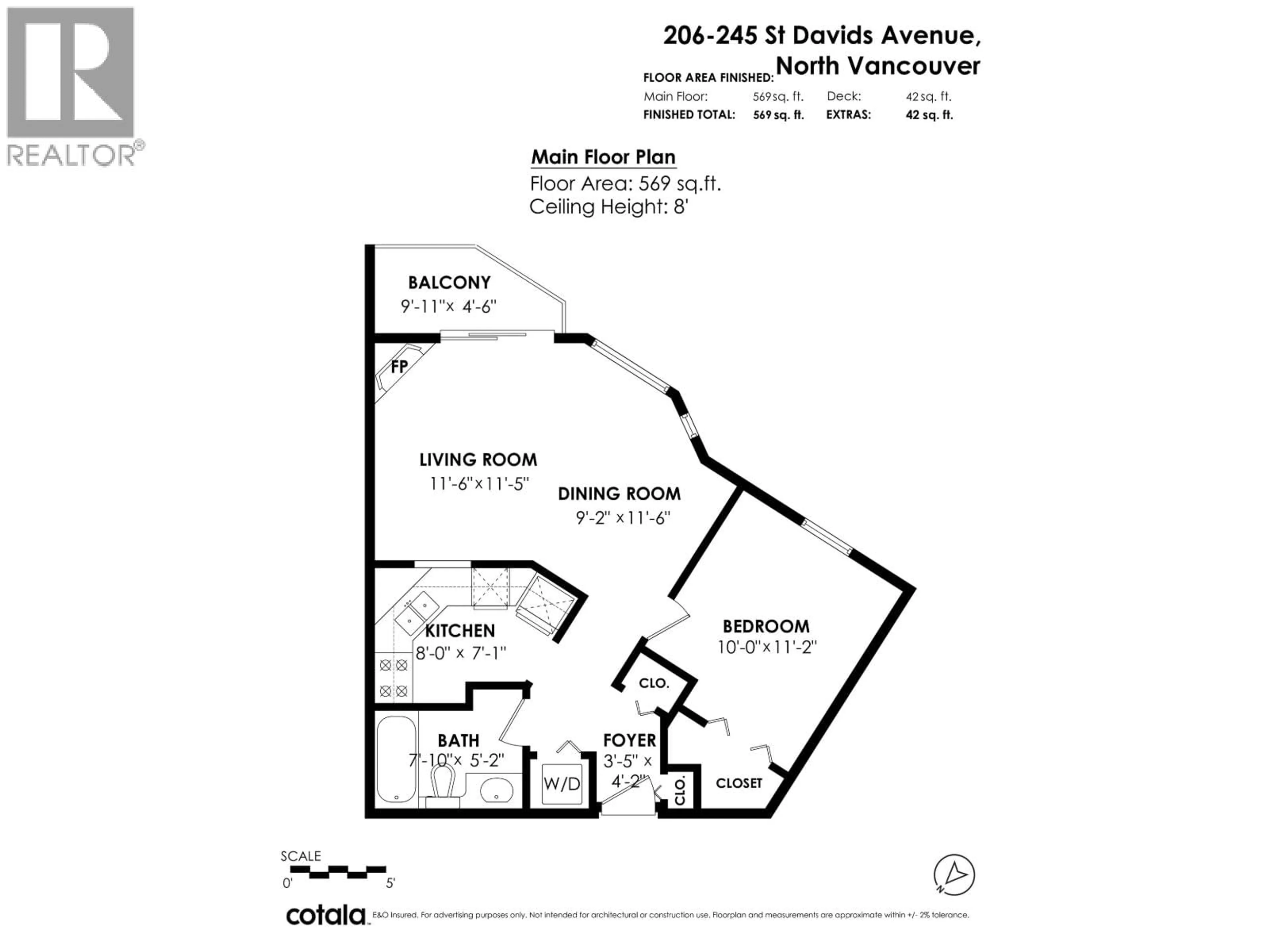 Floor plan for 206 - 245 ST. DAVIDS AVENUE, North Vancouver British Columbia V7L3N9