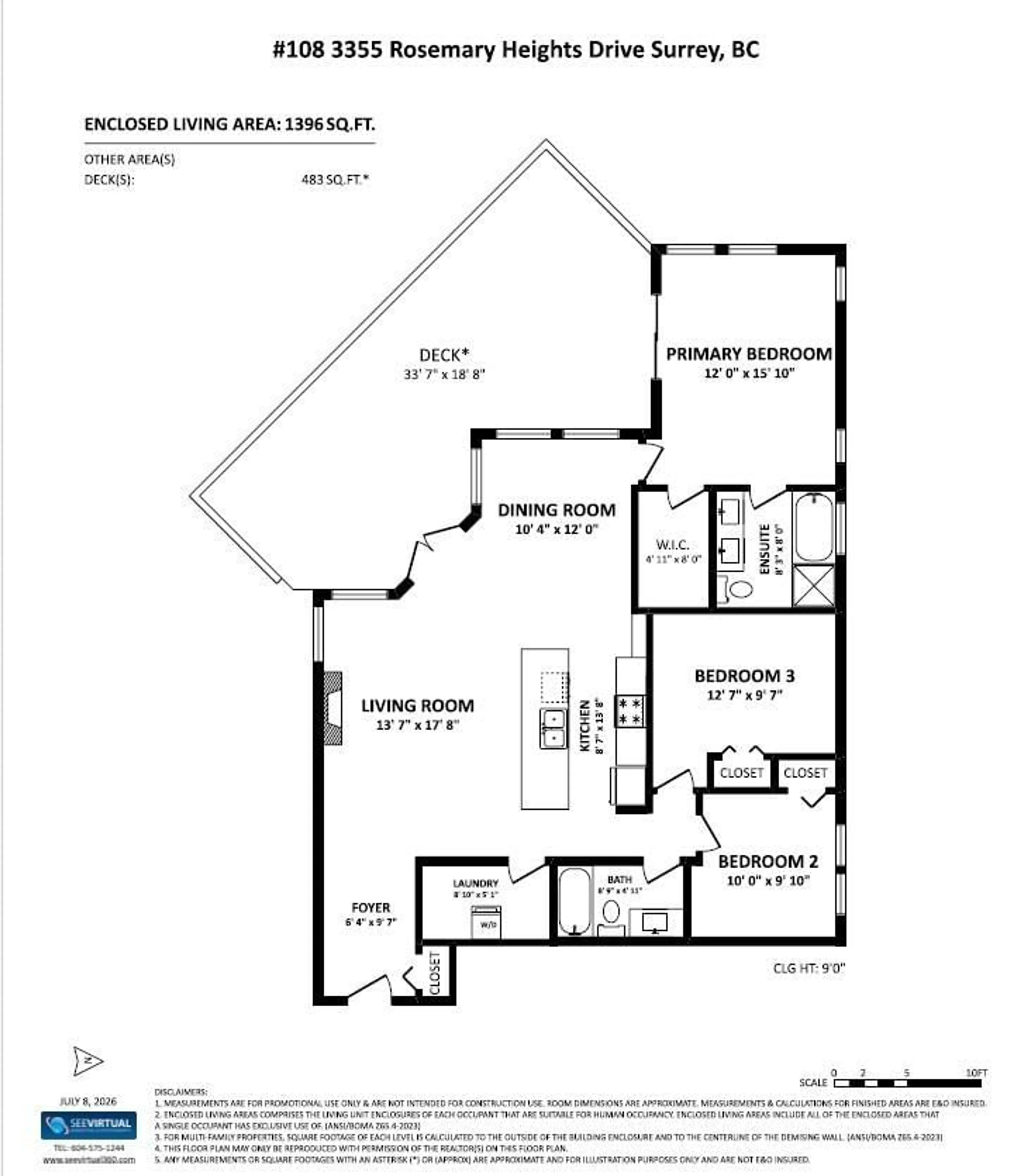 Floor plan for 108 - 3355 ROSEMARY HEIGHTS DRIVE, Surrey British Columbia V3Z2H5