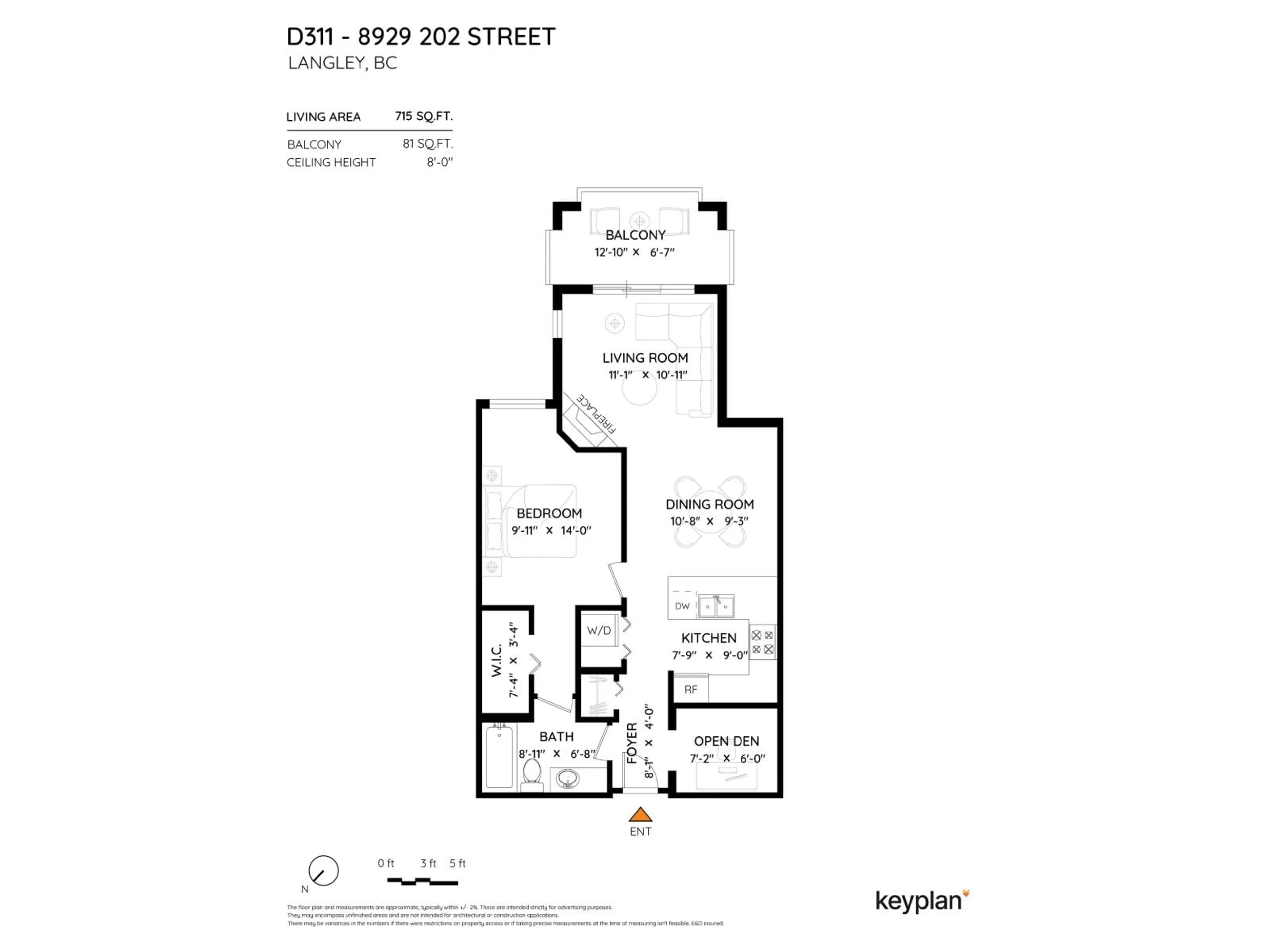 Floor plan for D311 - 8929 202 STREET, Langley British Columbia V1M0B4