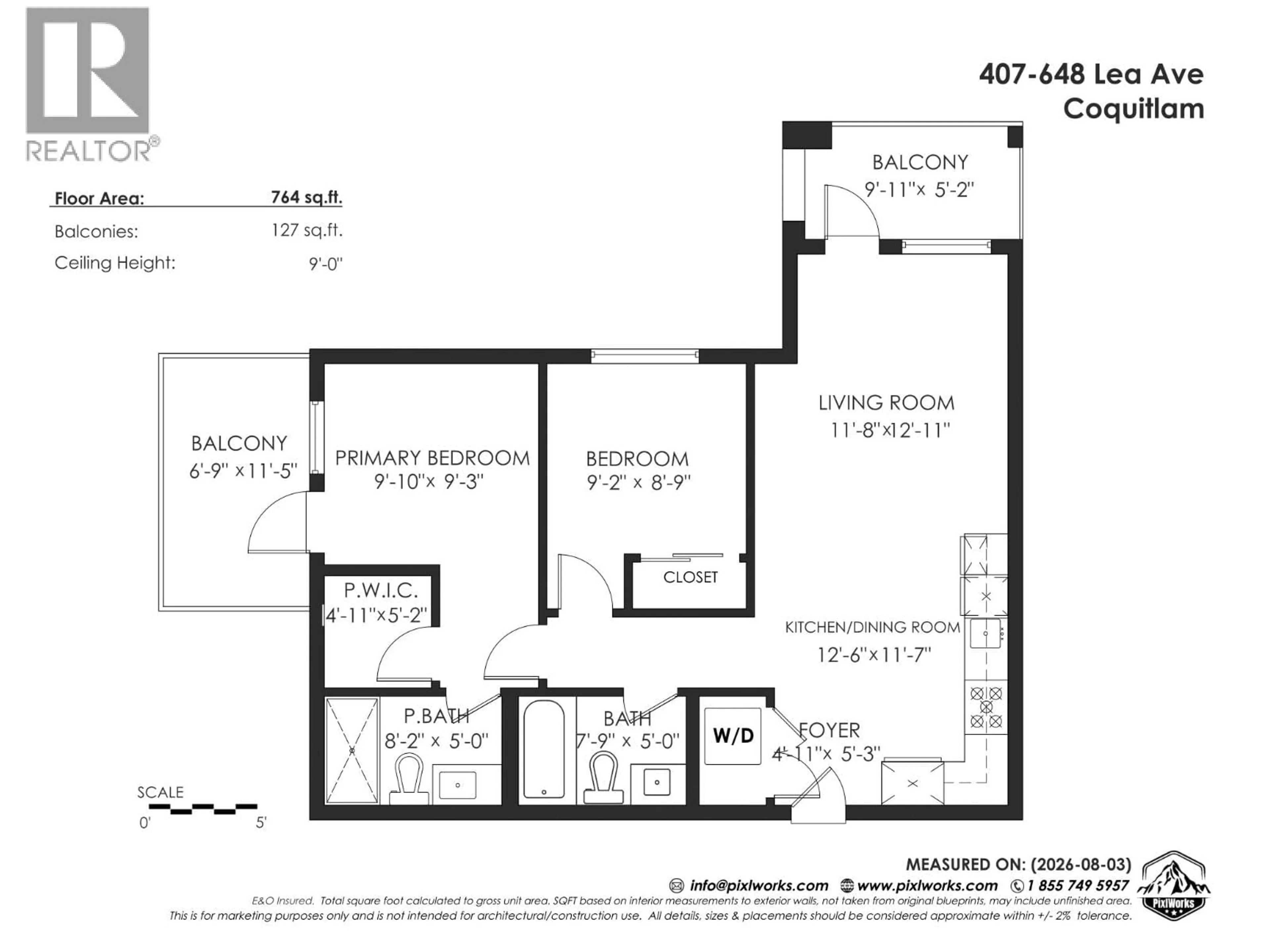 Floor plan for 407 - 648 LEA AVENUE, Coquitlam British Columbia V3J0P1