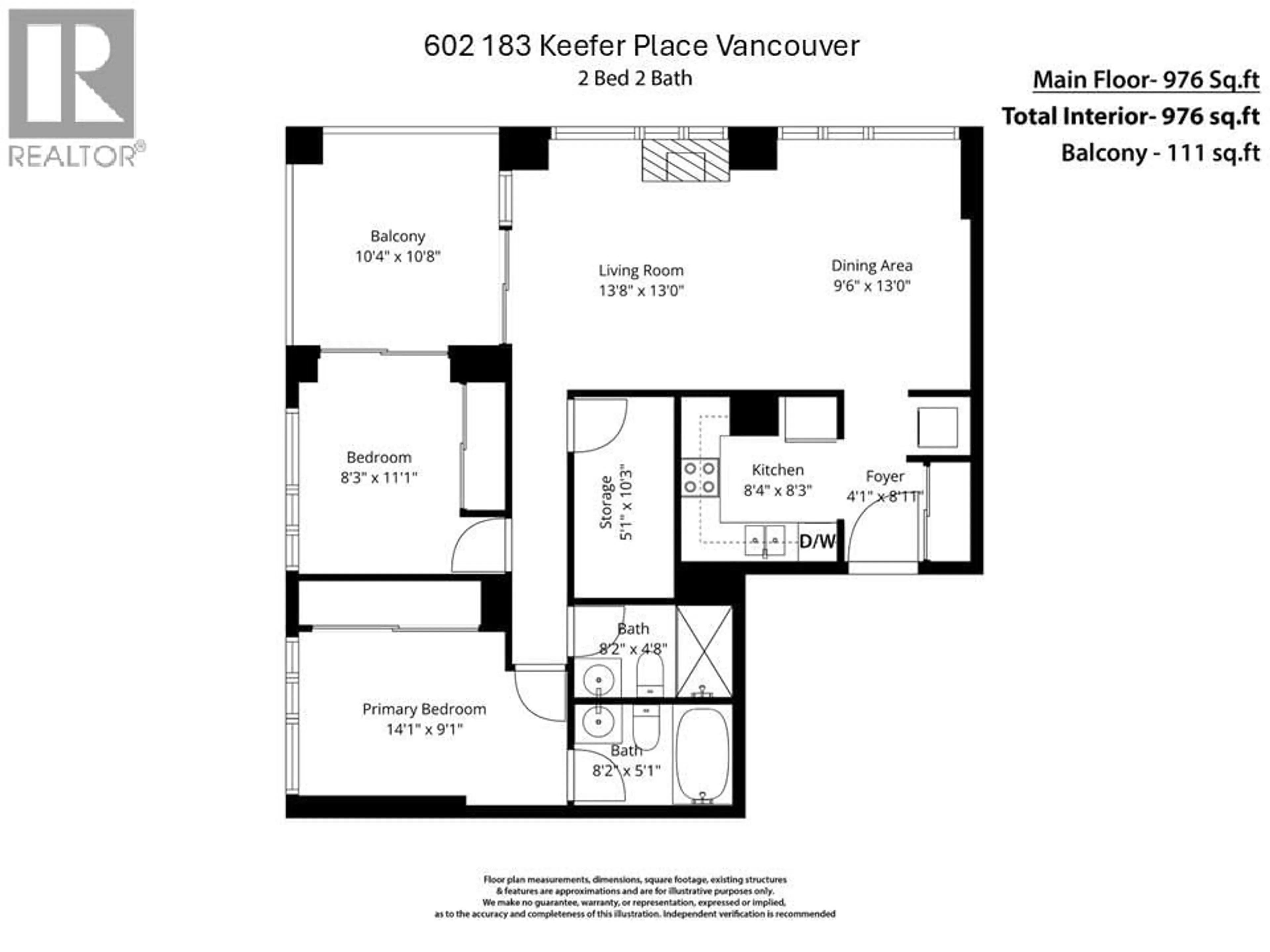 Floor plan for 602 - 183 KEEFER PLACE, Vancouver British Columbia V6B6B9