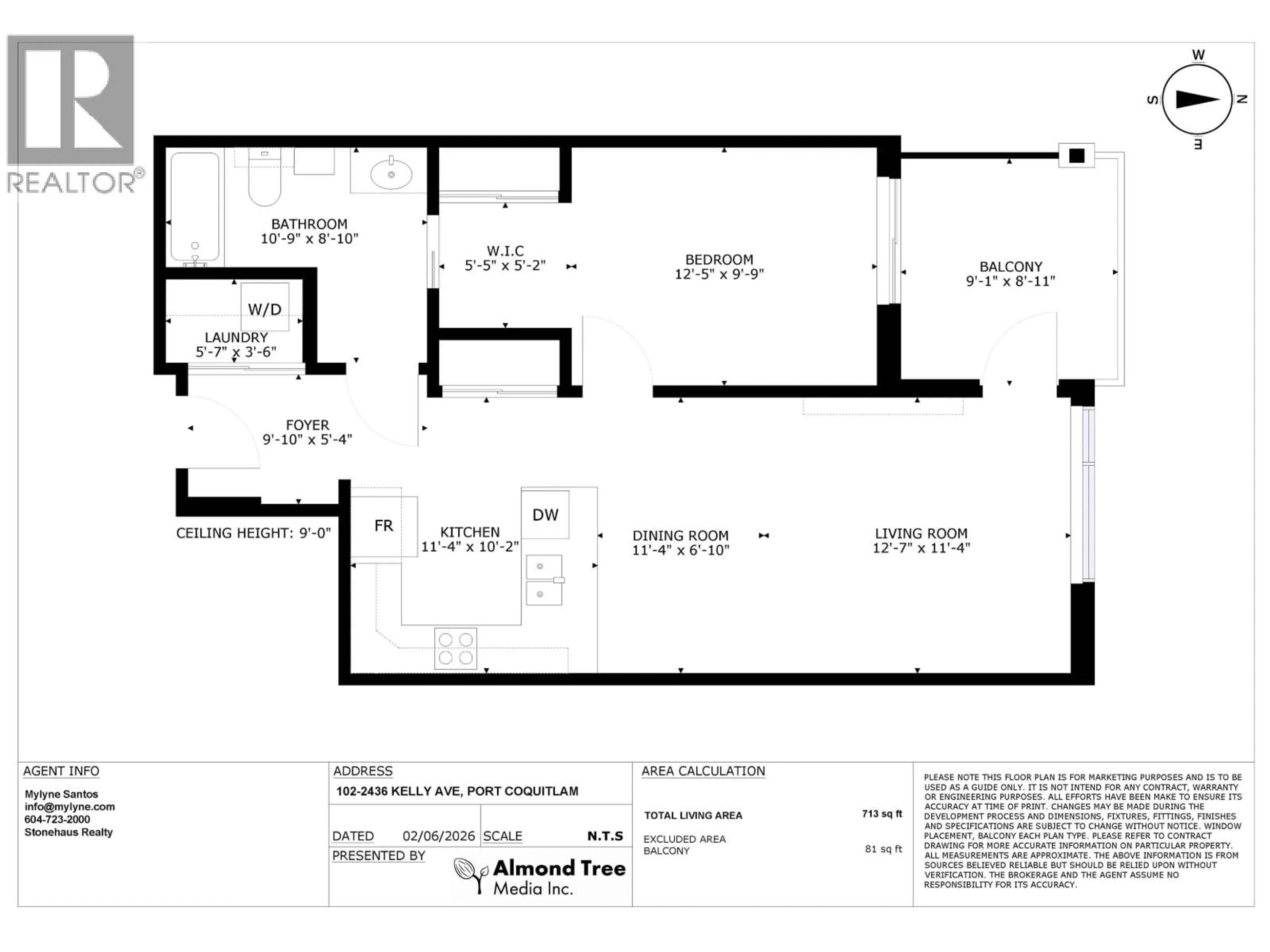 Floor plan for 102 - 2436 KELLY AVENUE, Port Coquitlam British Columbia V3C0G9