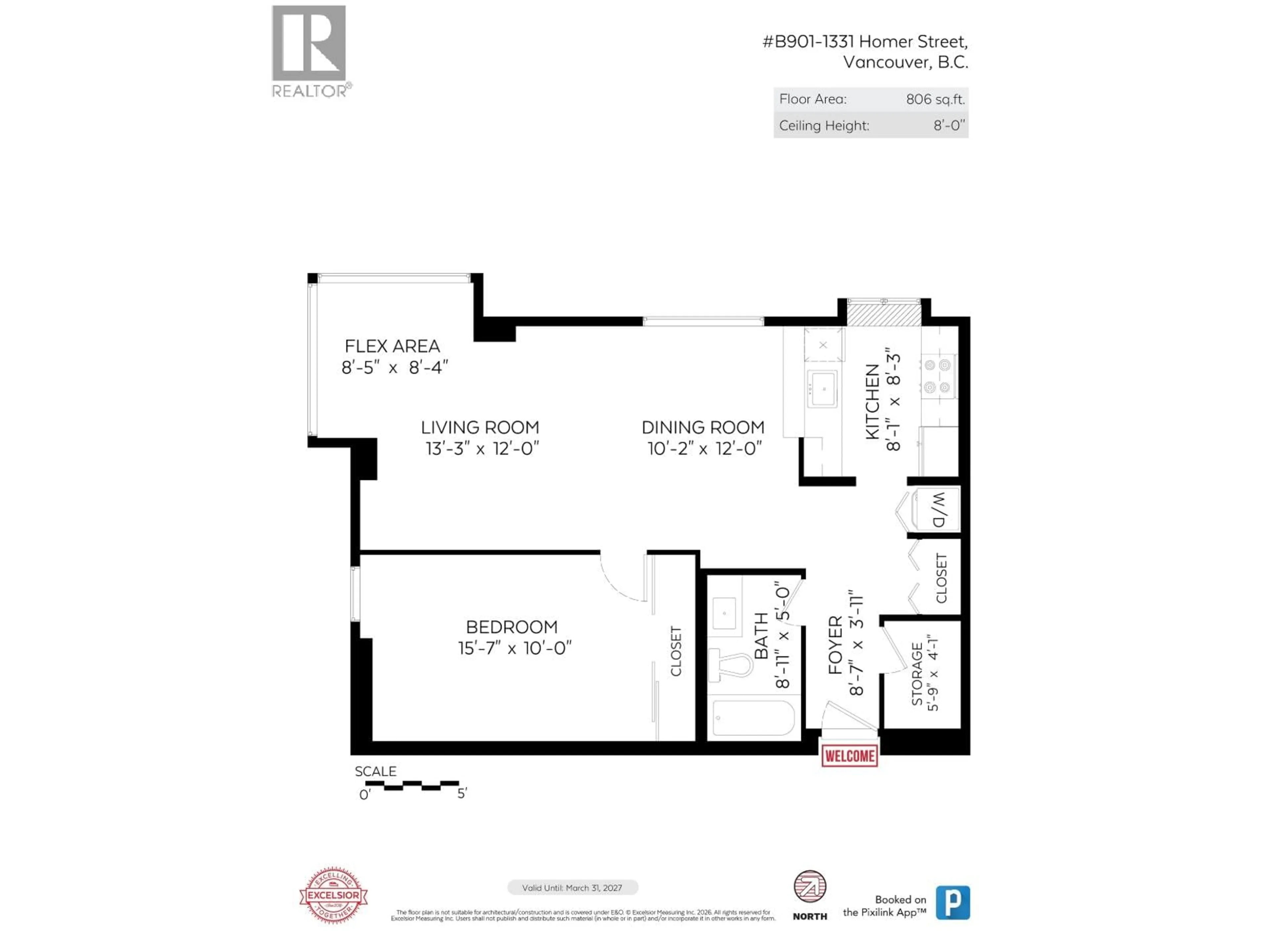 Floor plan for B901 - 1331 HOMER STREET, Vancouver British Columbia V6B5M5