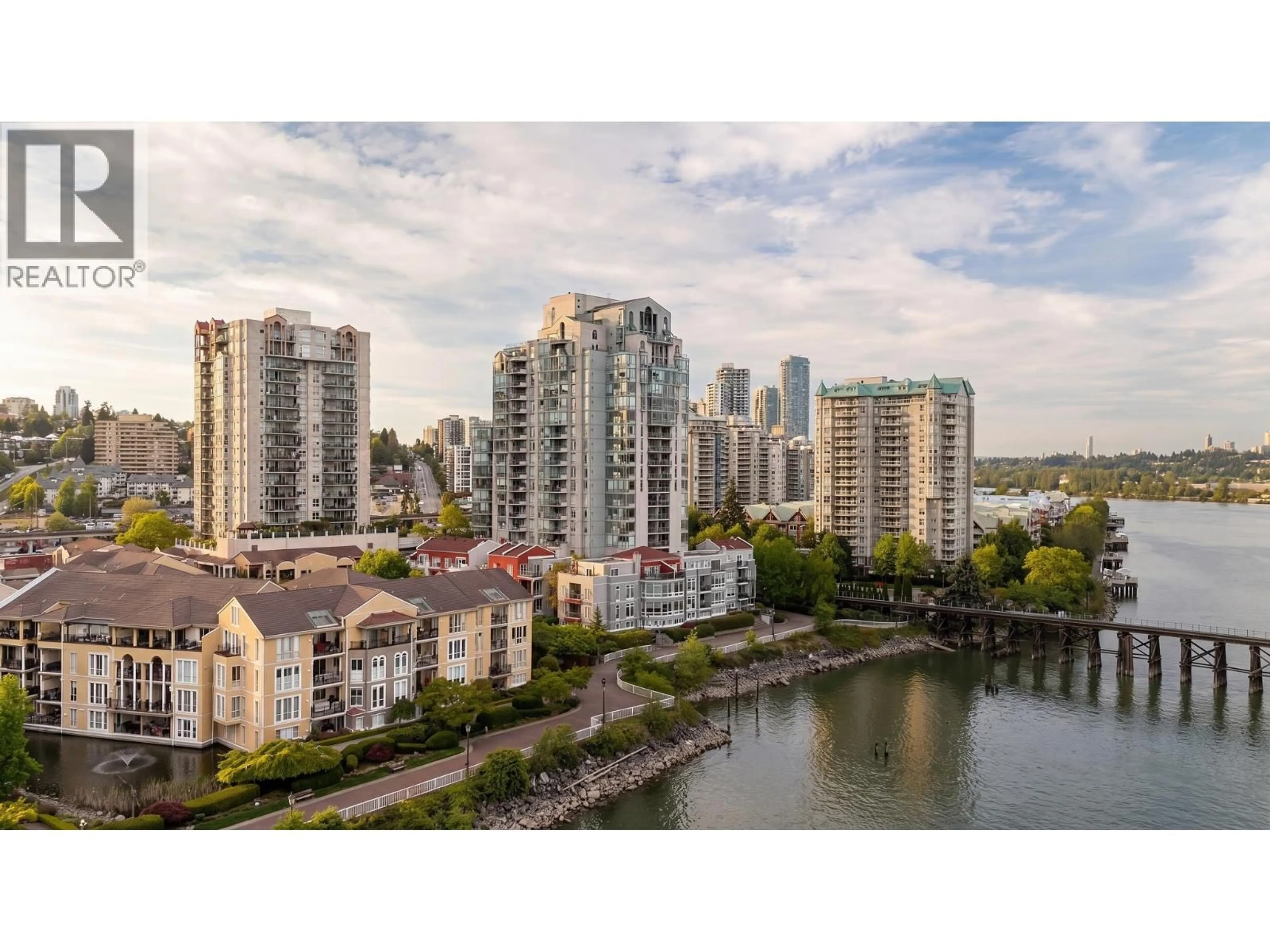 A pic from outside/outdoor area/front of a property/back of a property/a pic from drone, city buildings view from balcony for 1208 - 10 LAGUNA COURT, New Westminster British Columbia V3M6W3
