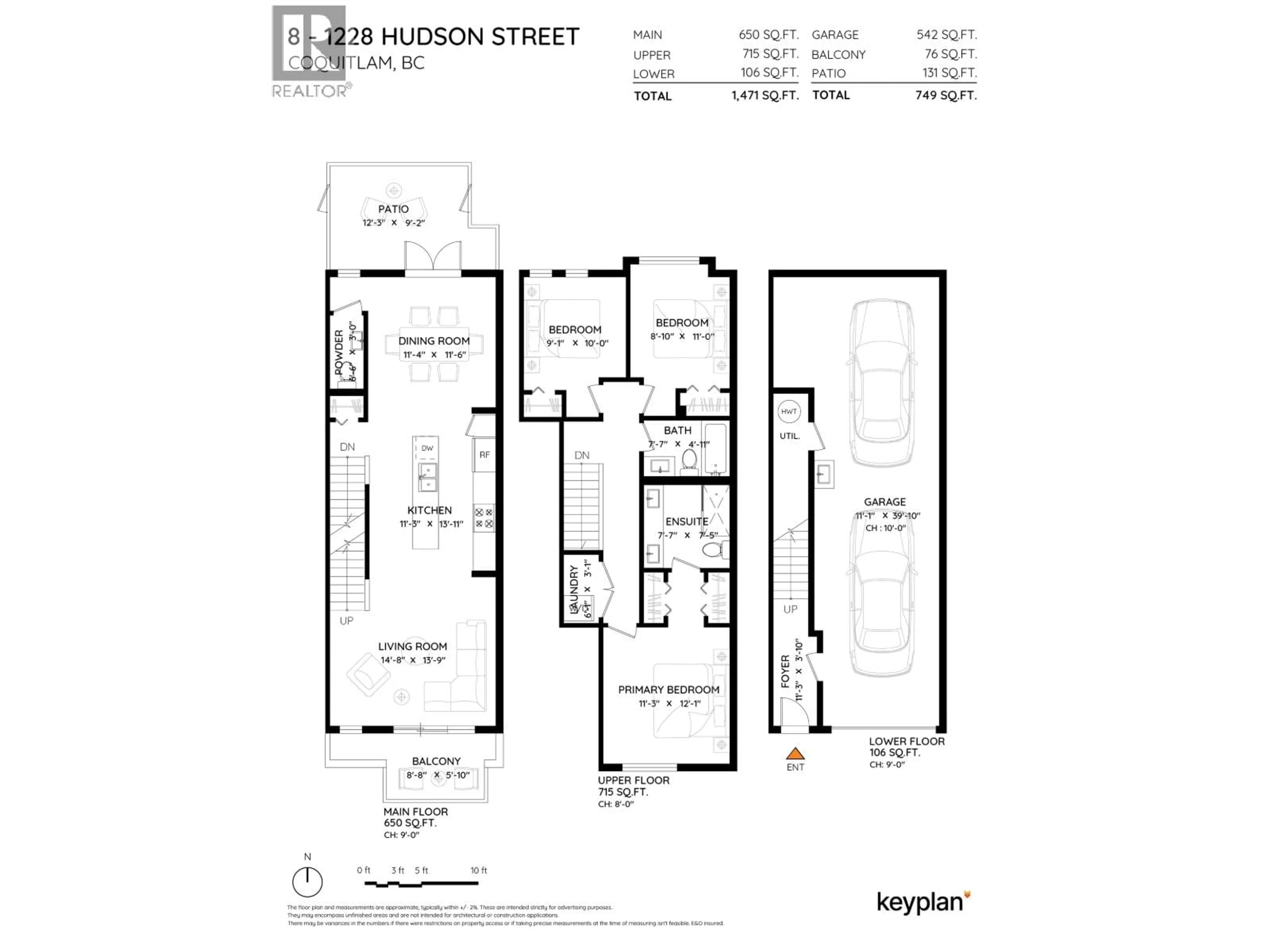 Floor plan for 8 - 1228 HUDSON STREET, Coquitlam British Columbia V3B0R3