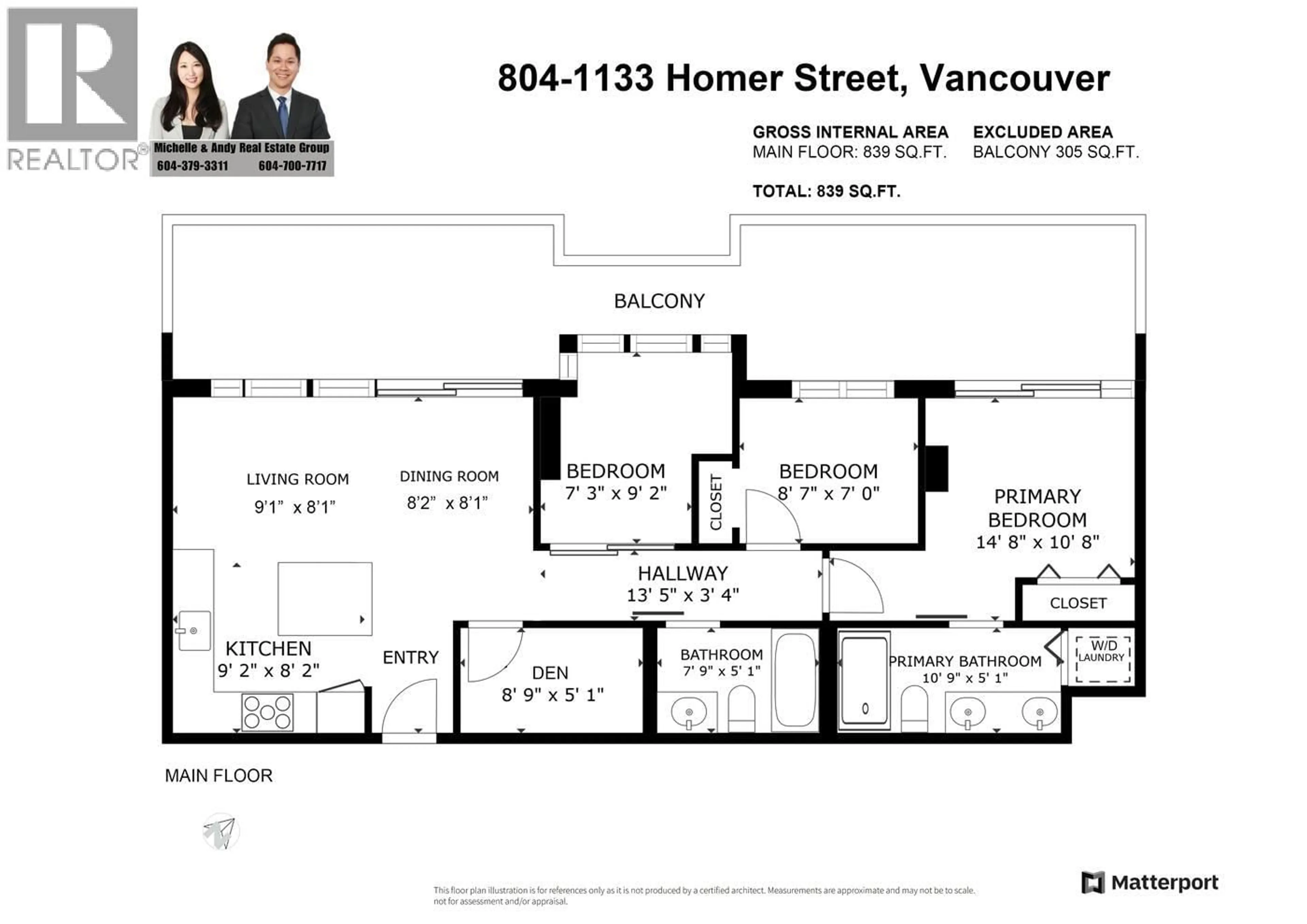 Floor plan for 804 - 1133 HOMER STREET, Vancouver British Columbia V6B0B1