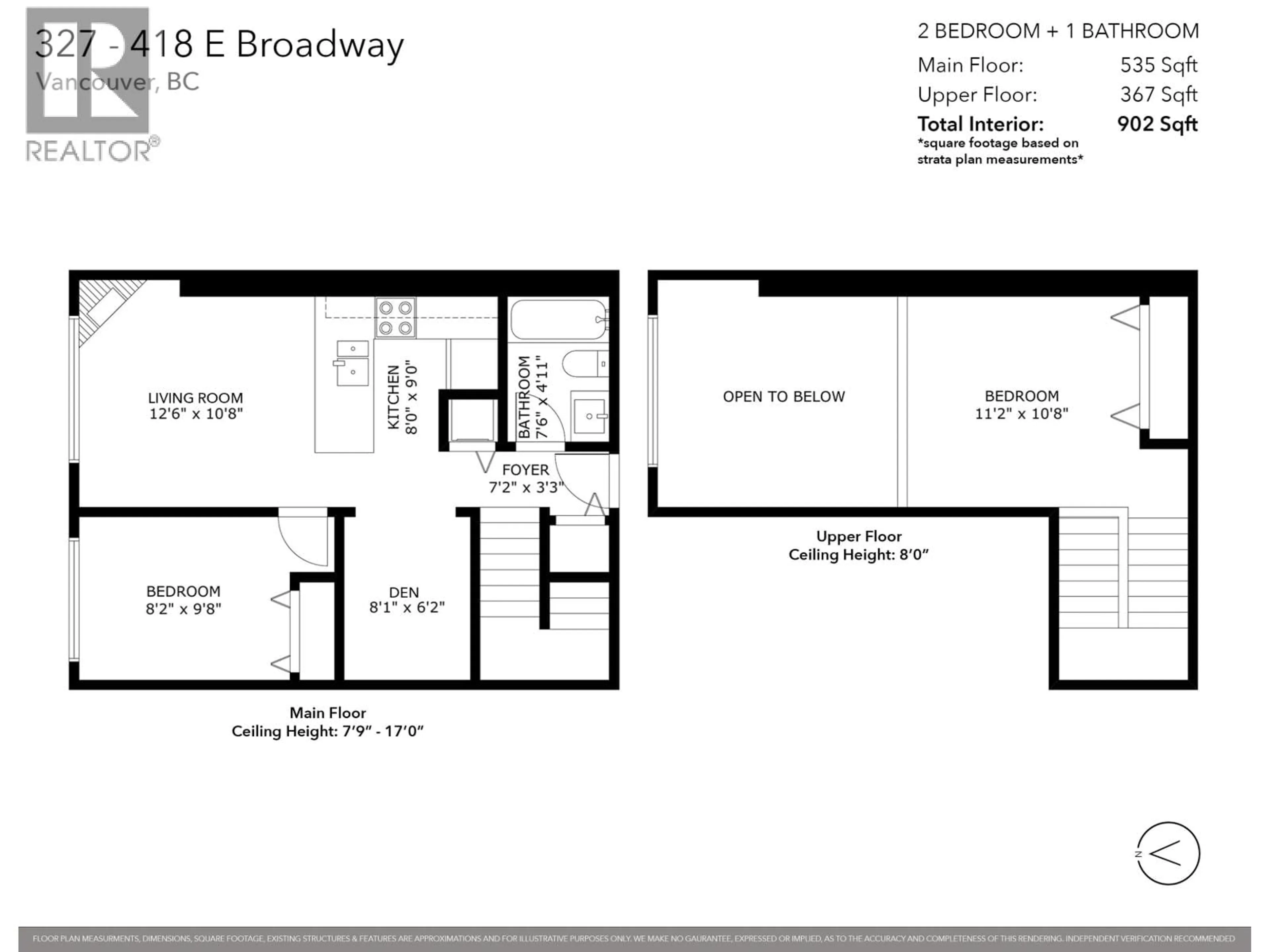 Floor plan for 327 - 418 BROADWAY STREET, Vancouver British Columbia V5T1X2