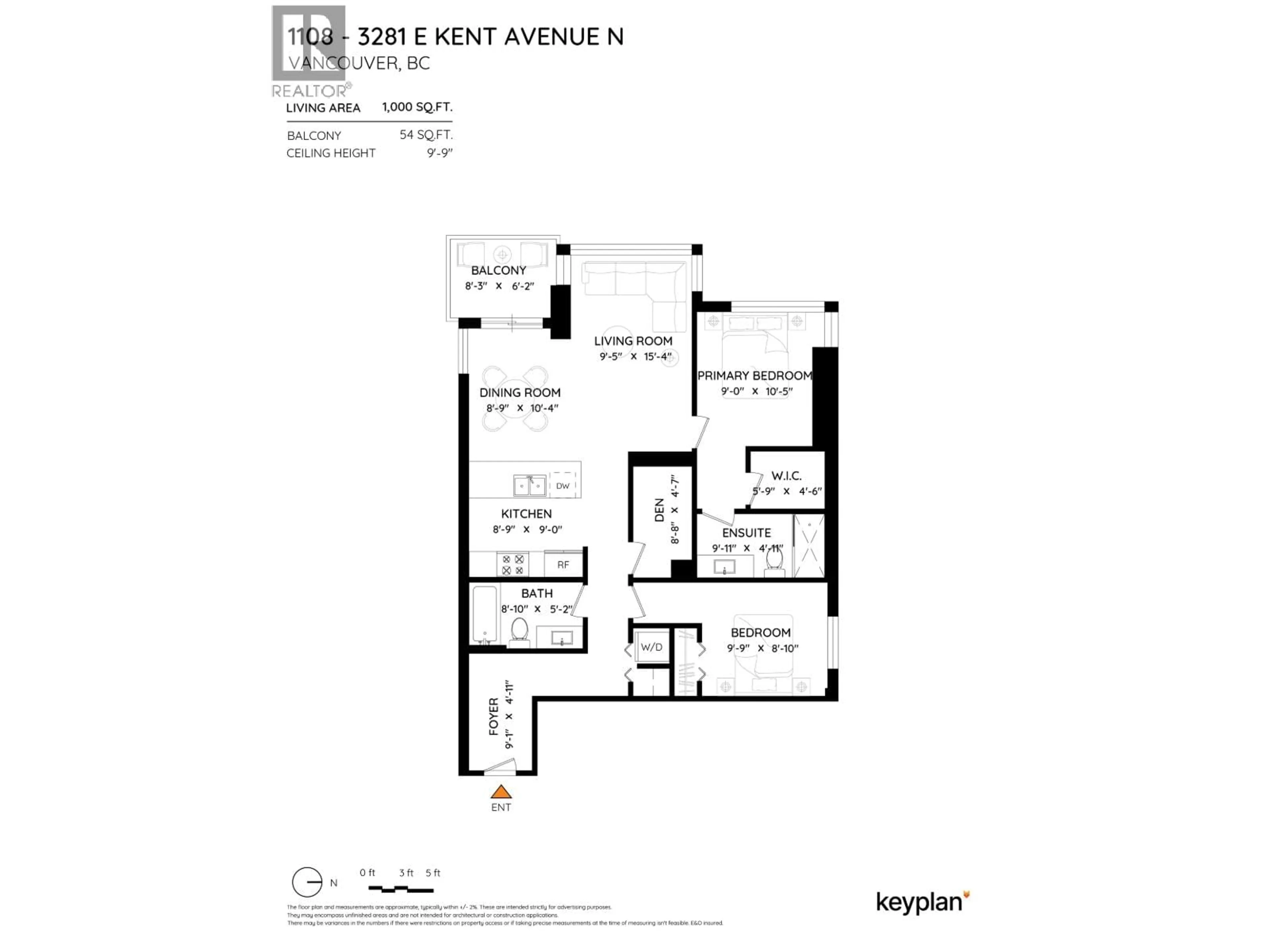 Floor plan for 1108 - 3281 KENT AVENUE NORTH, Vancouver British Columbia V5S0C4