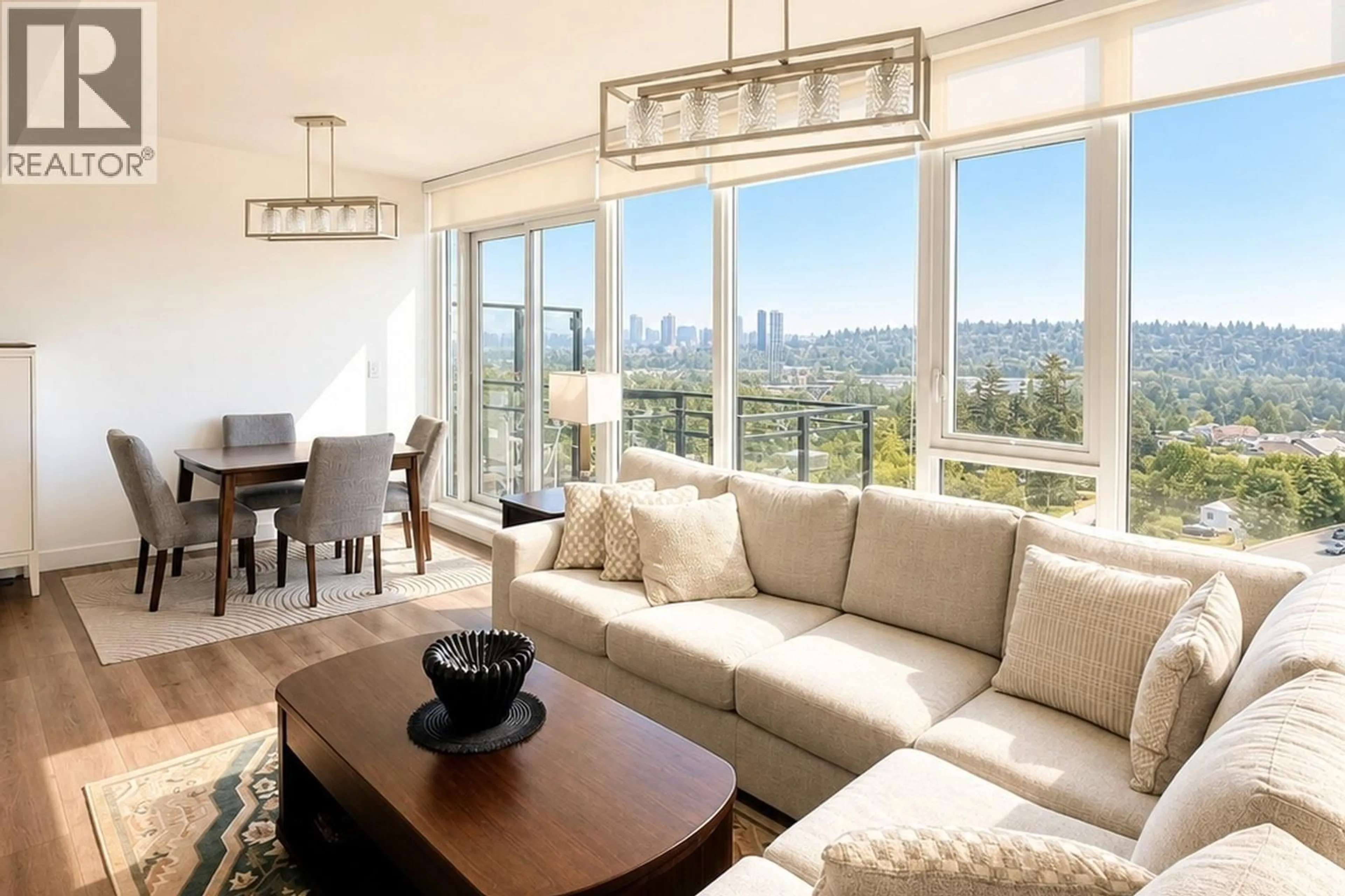Living room with furniture, wood/laminate floor for 1306 - 901 LOUGHEED HIGHWAY, Coquitlam British Columbia V3K3T3