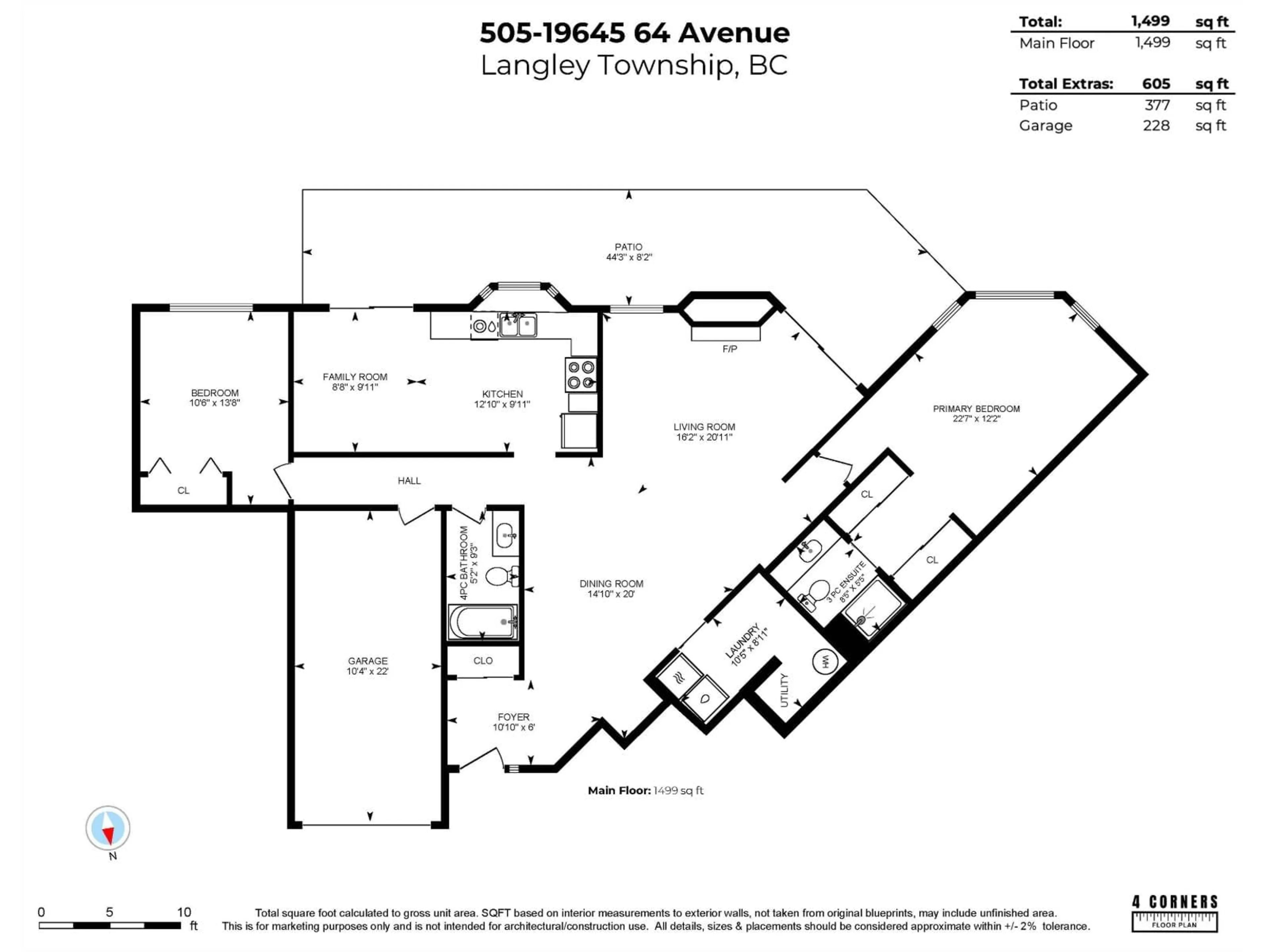 Floor plan for 505 - 19645 64 AVENUE, Langley British Columbia V2Y1L2