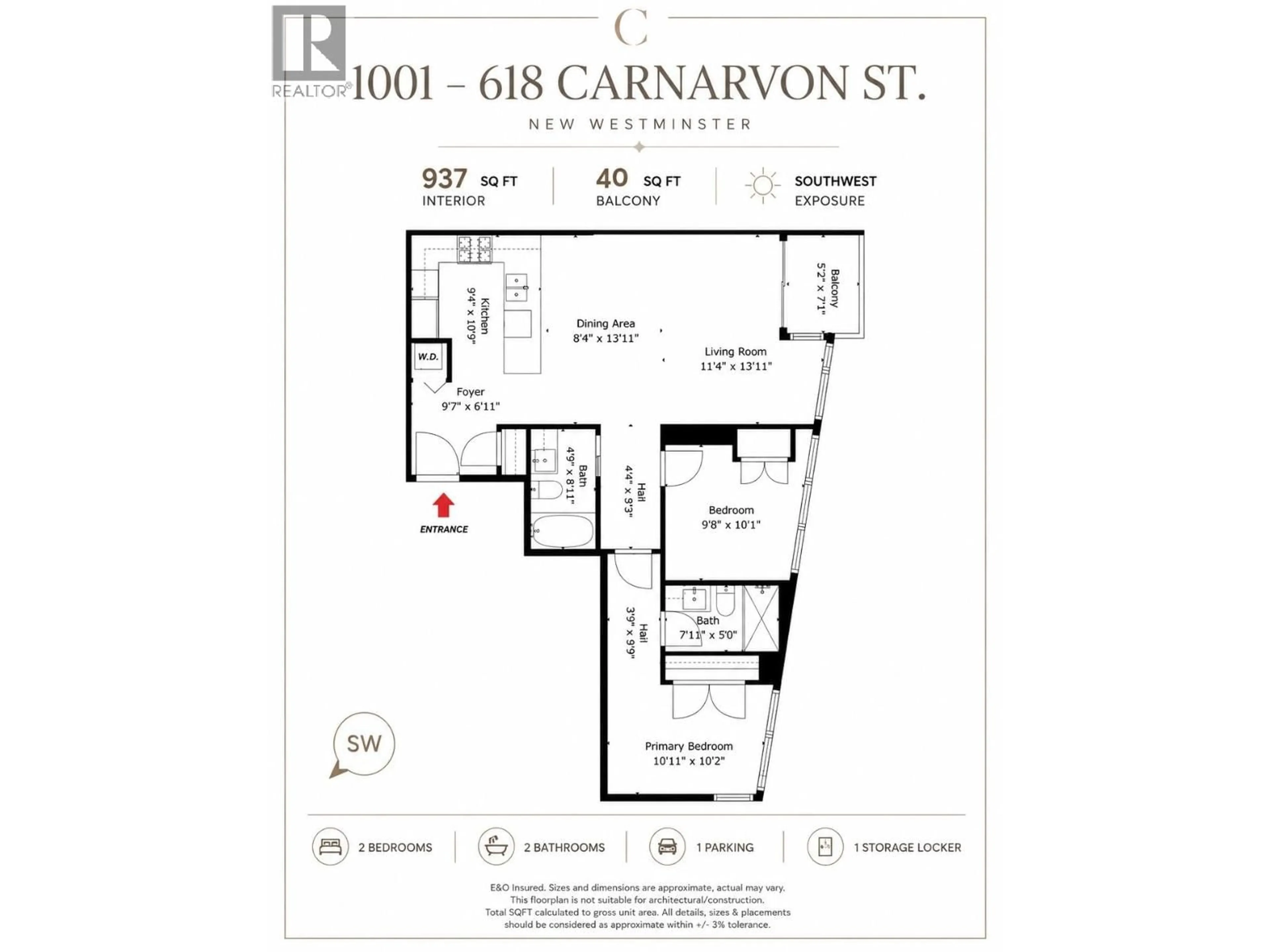 Floor plan for 1001 - 618 CARNARVON STREET, New Westminster British Columbia V3M0N9