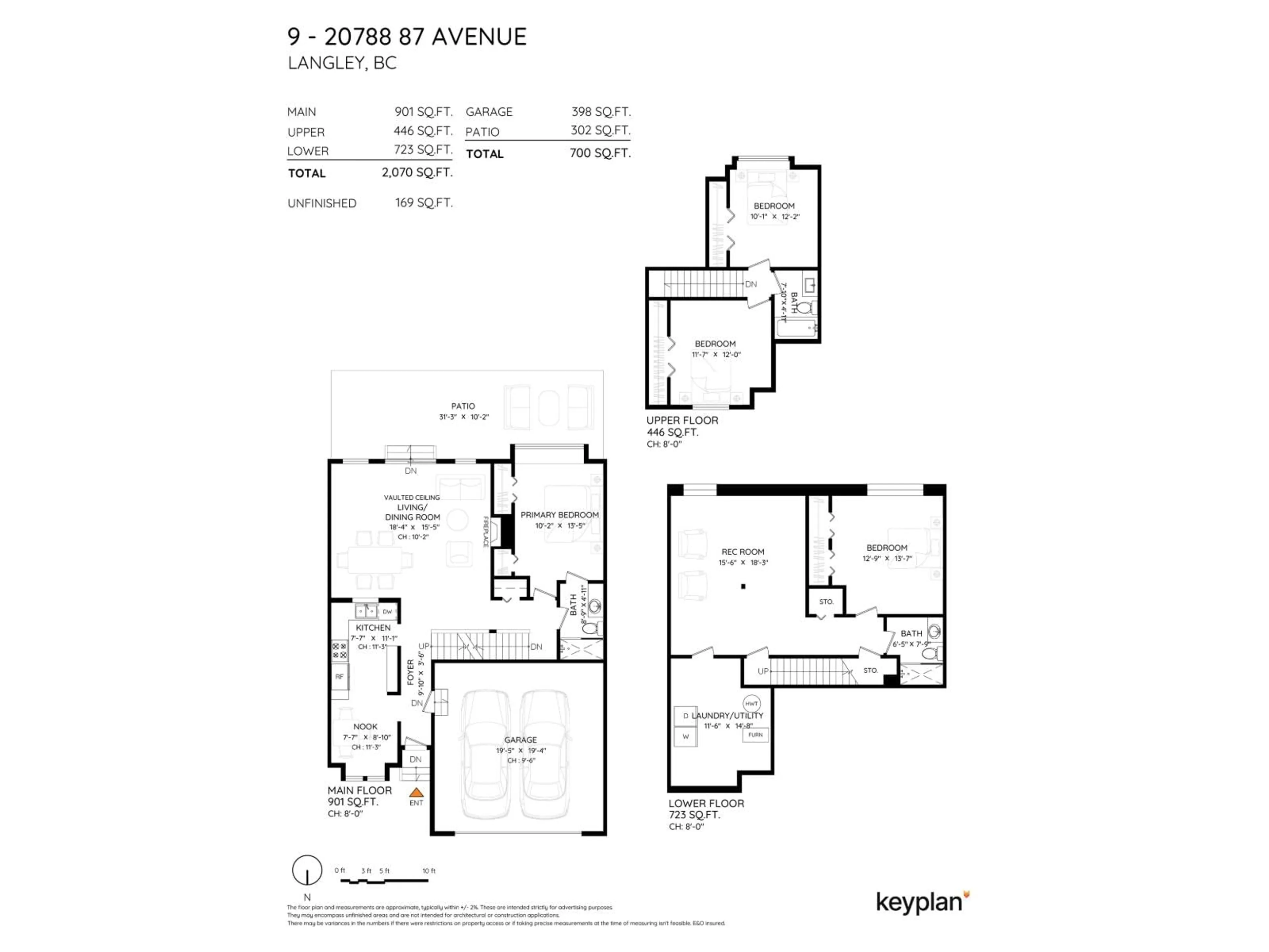 Floor plan for 9 - 20788 87 AVENUE, Langley British Columbia V1M3W7