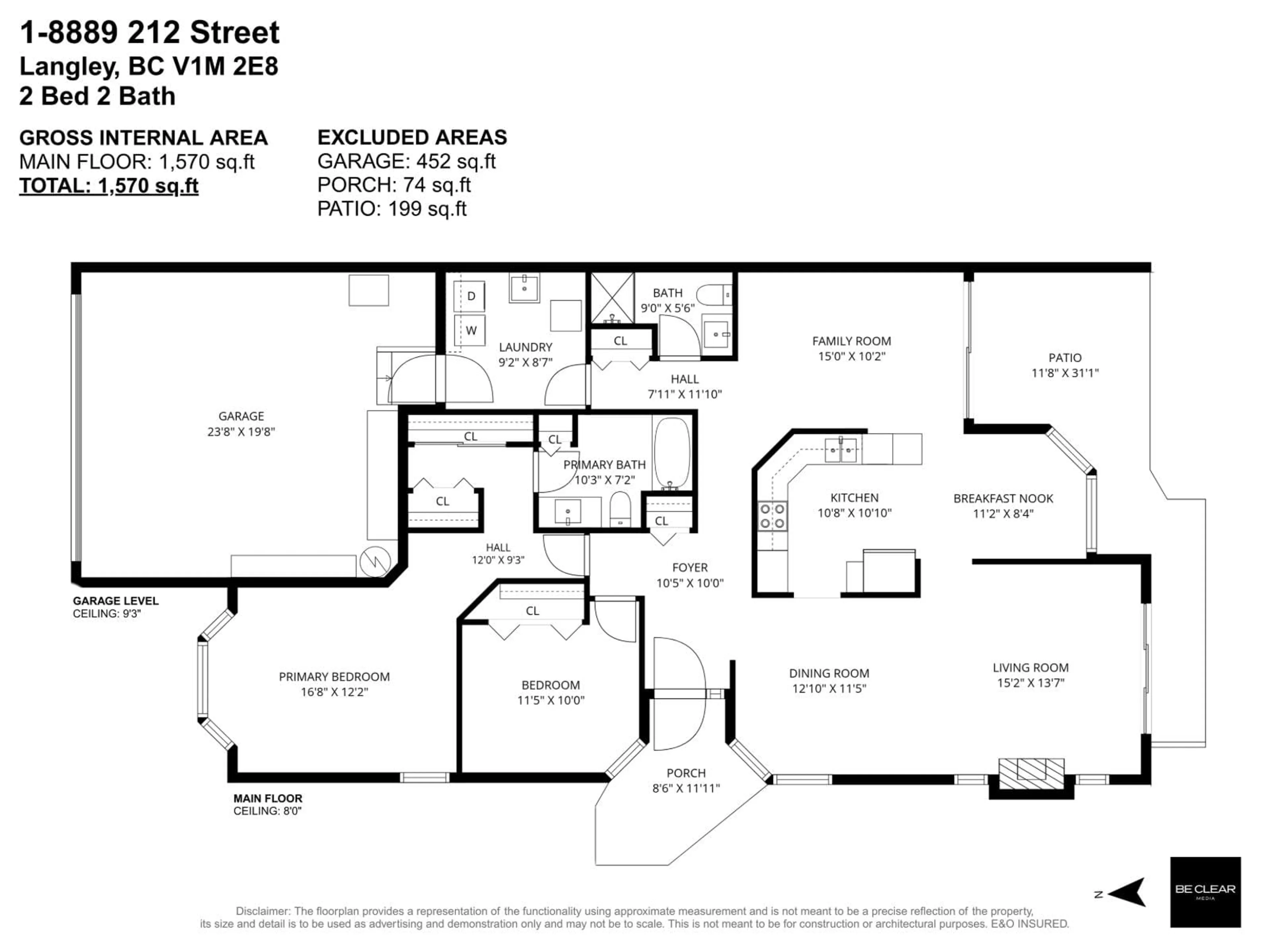 Floor plan for 1 - 8889 212 STREET, Langley British Columbia V1M2E8