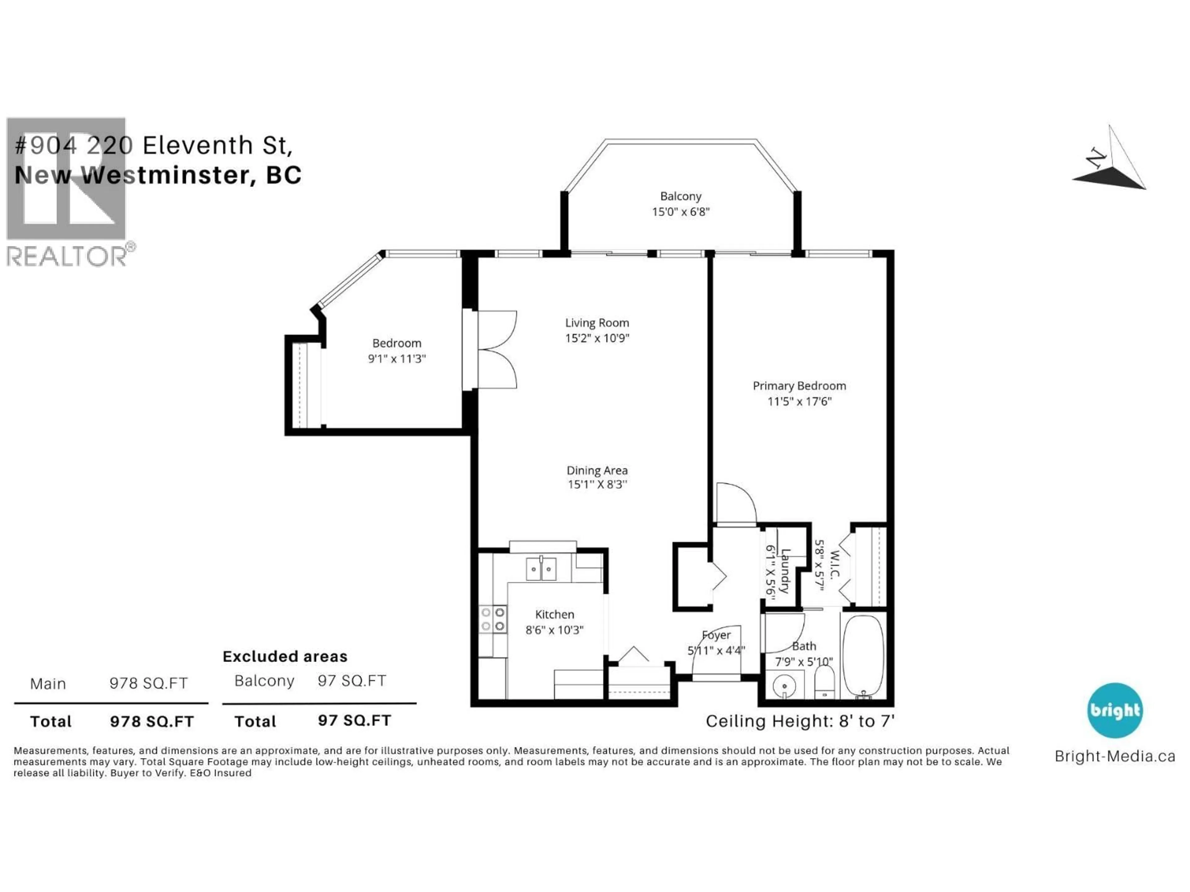 Floor plan for 904 - 220 ELEVENTH STREET, New Westminster British Columbia V3M6N9