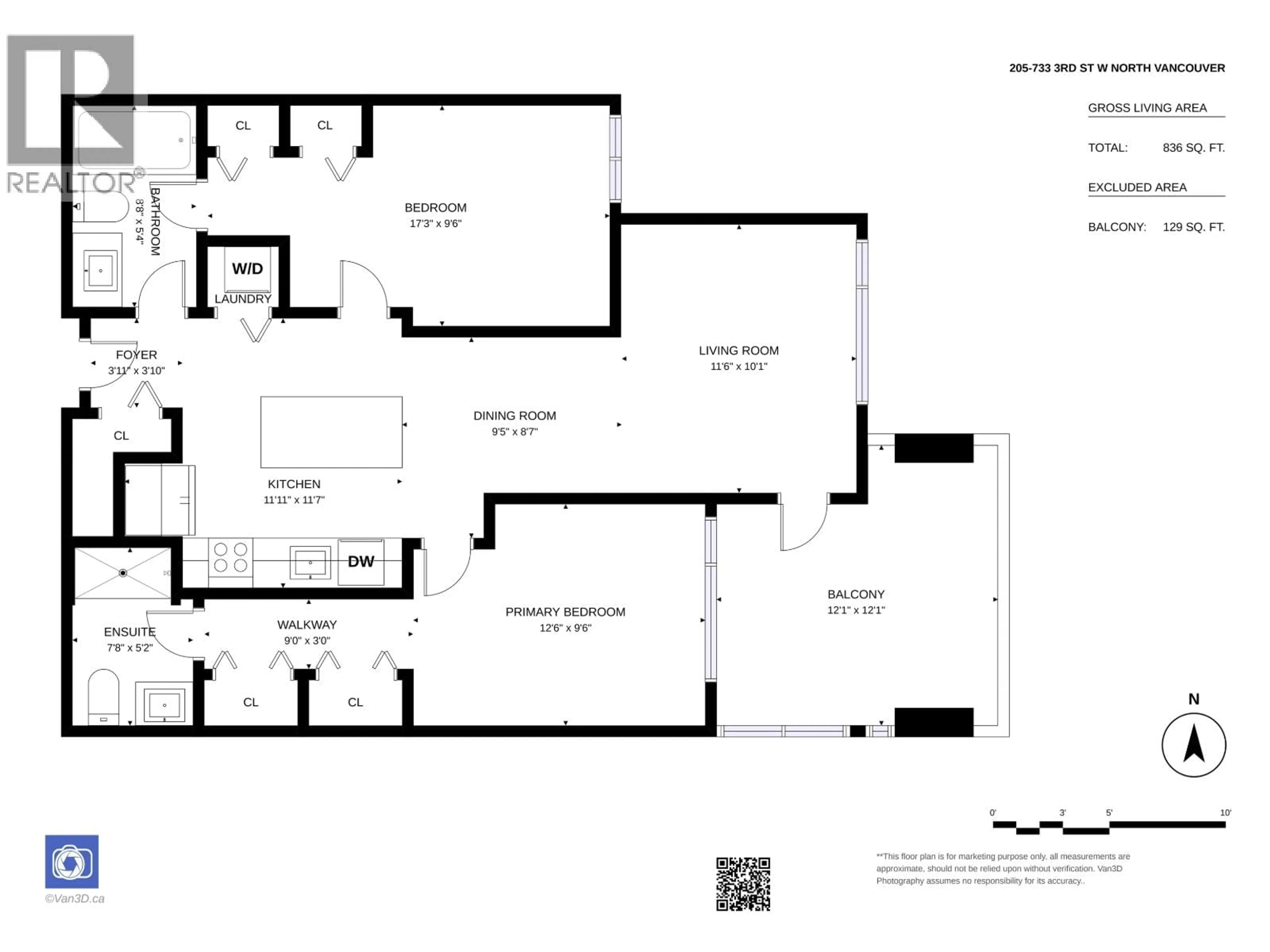 Floor plan for 205 - 733 3RD STREET, North Vancouver British Columbia V7M0C8