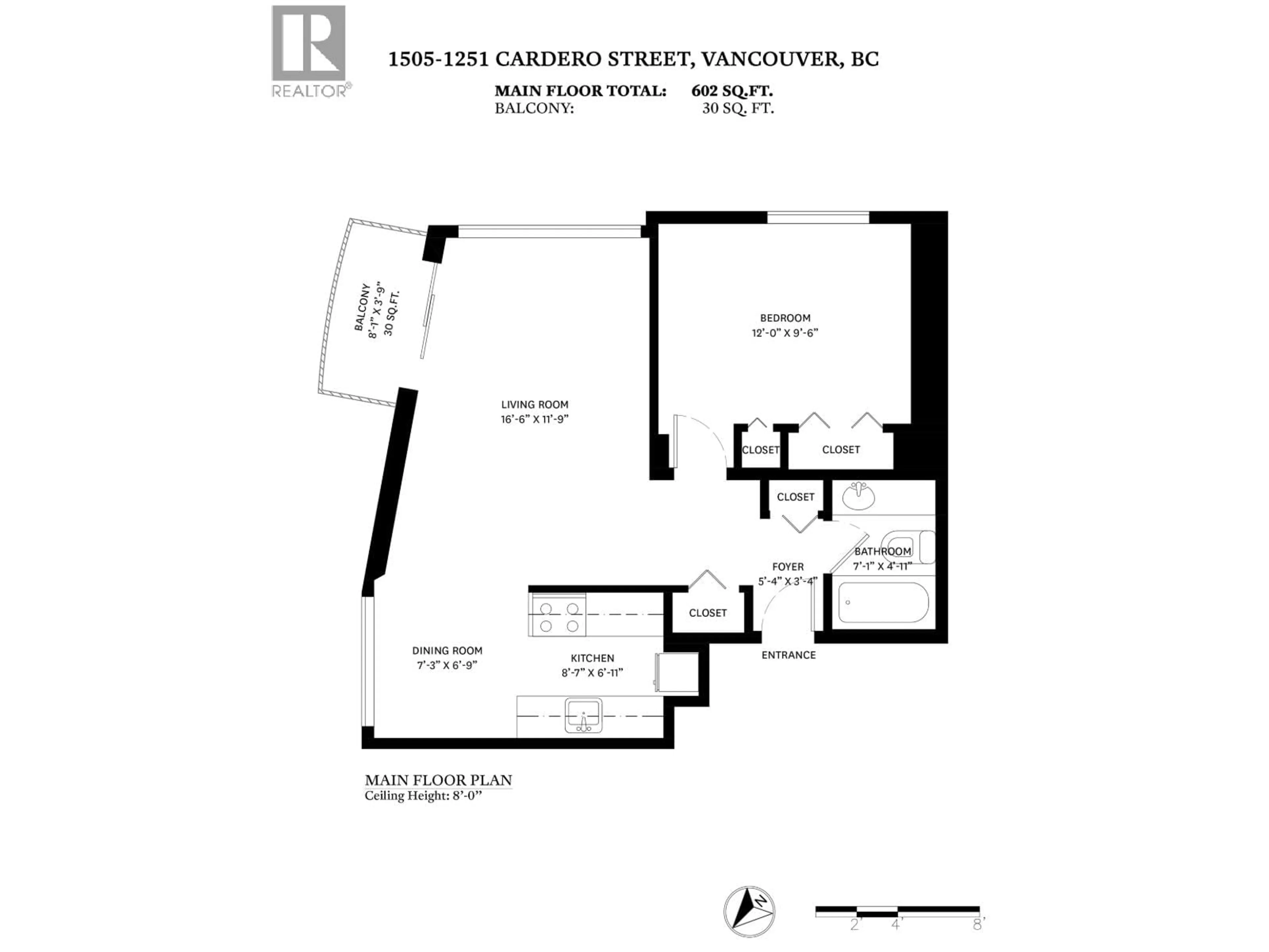Floor plan for 1505 - 1251 CARDERO STREET, Vancouver British Columbia V6G2H9