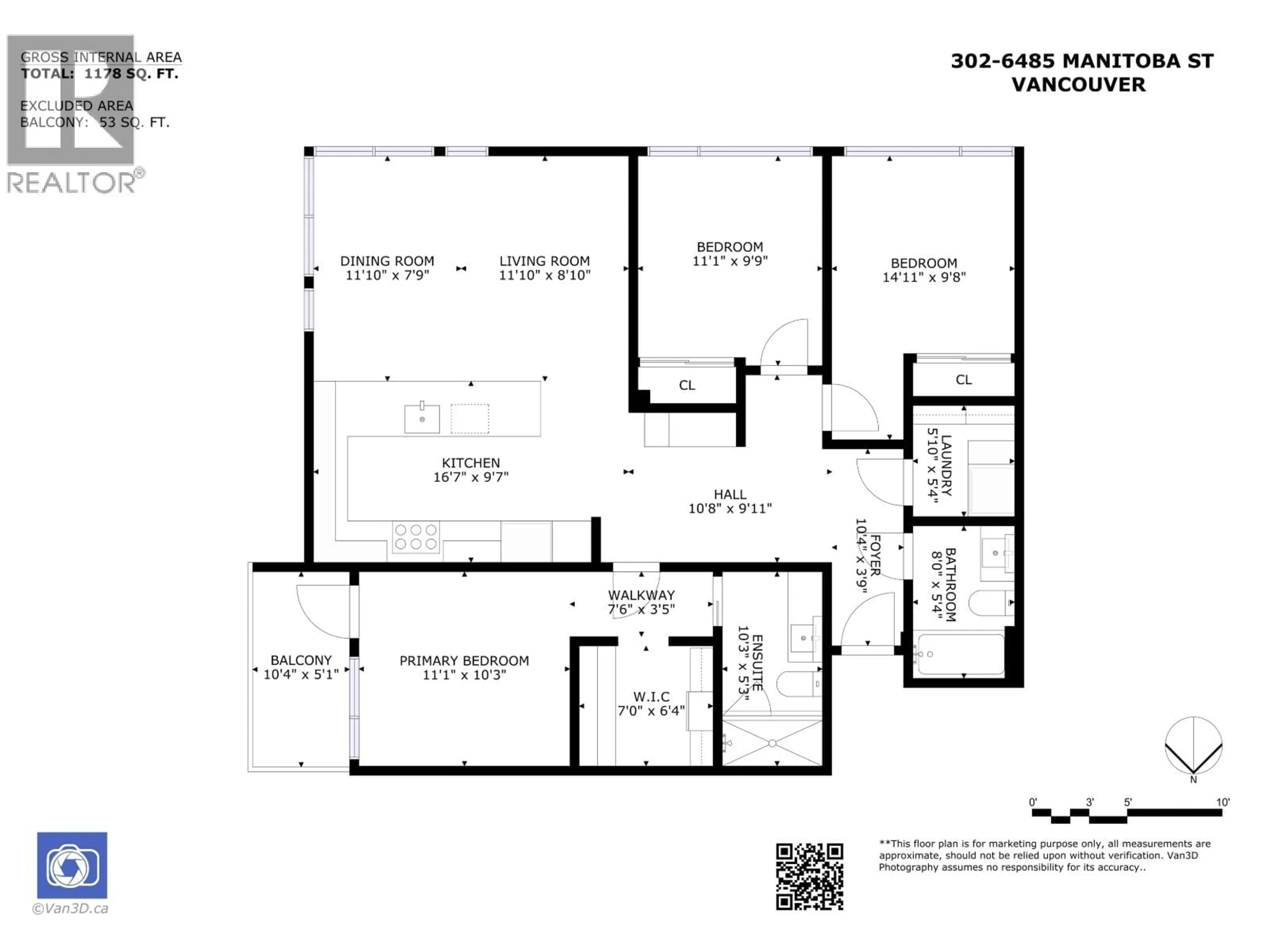 Floor plan for 302 - 6485 MANITOBA STREET, Vancouver British Columbia V5Y0P7