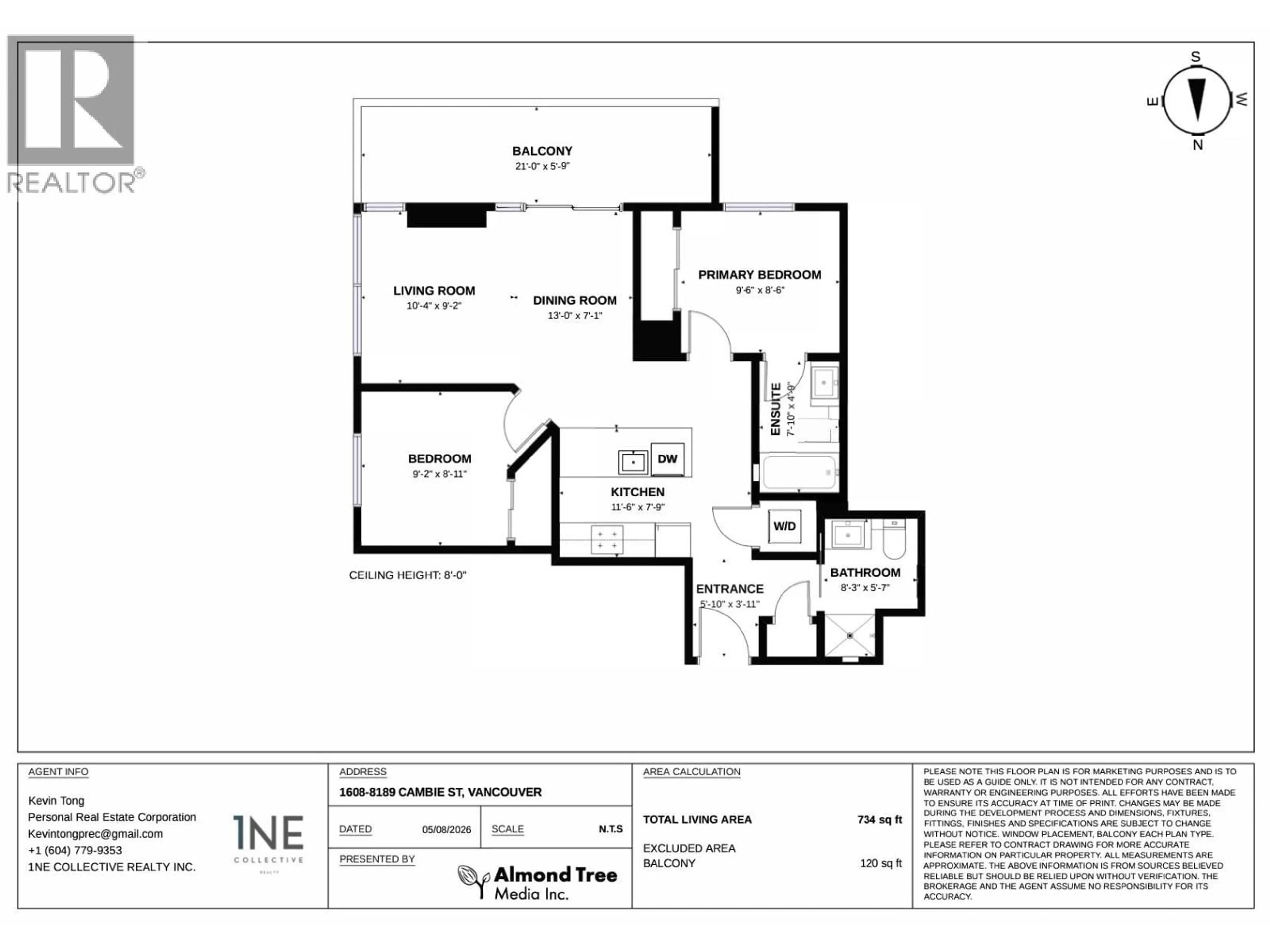 Floor plan for 1608 - 8189 CAMBIE STREET, Vancouver British Columbia V6P0G6
