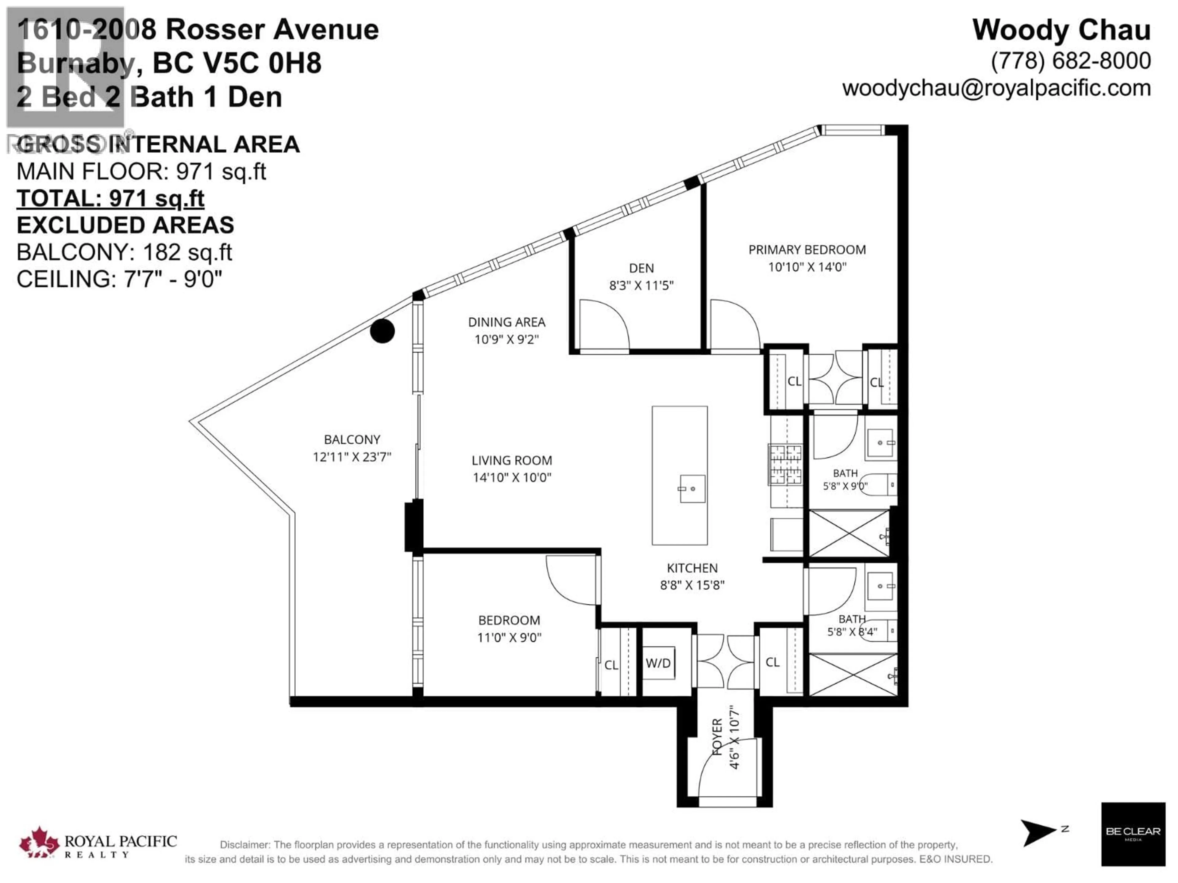 Floor plan for 1610 - 2008 ROSSER AVENUE, Burnaby British Columbia V5C0H8
