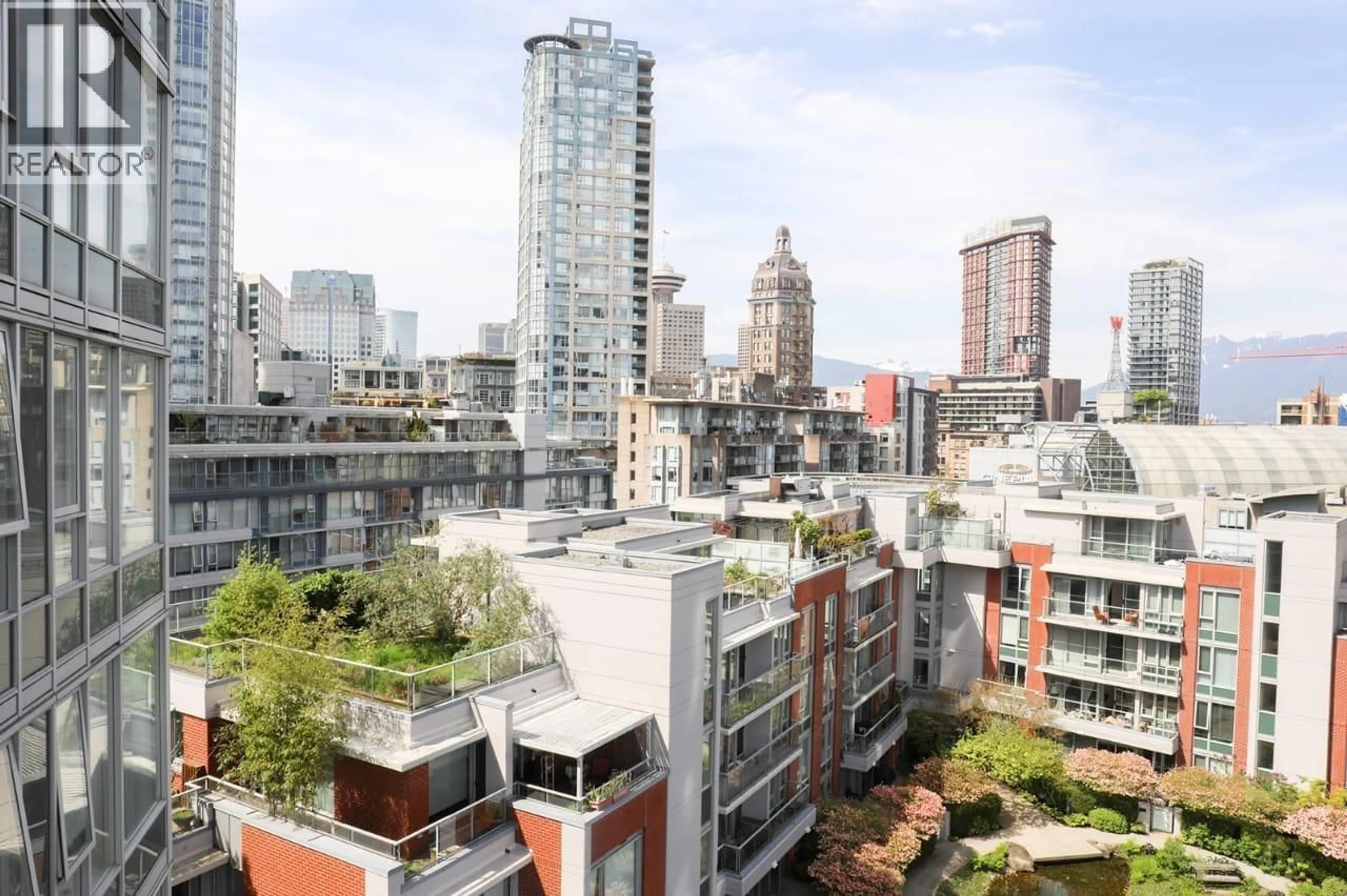 Patio, city buildings view from balcony for 1009 - 688 ABBOTT STREET, Vancouver British Columbia V6B0B9