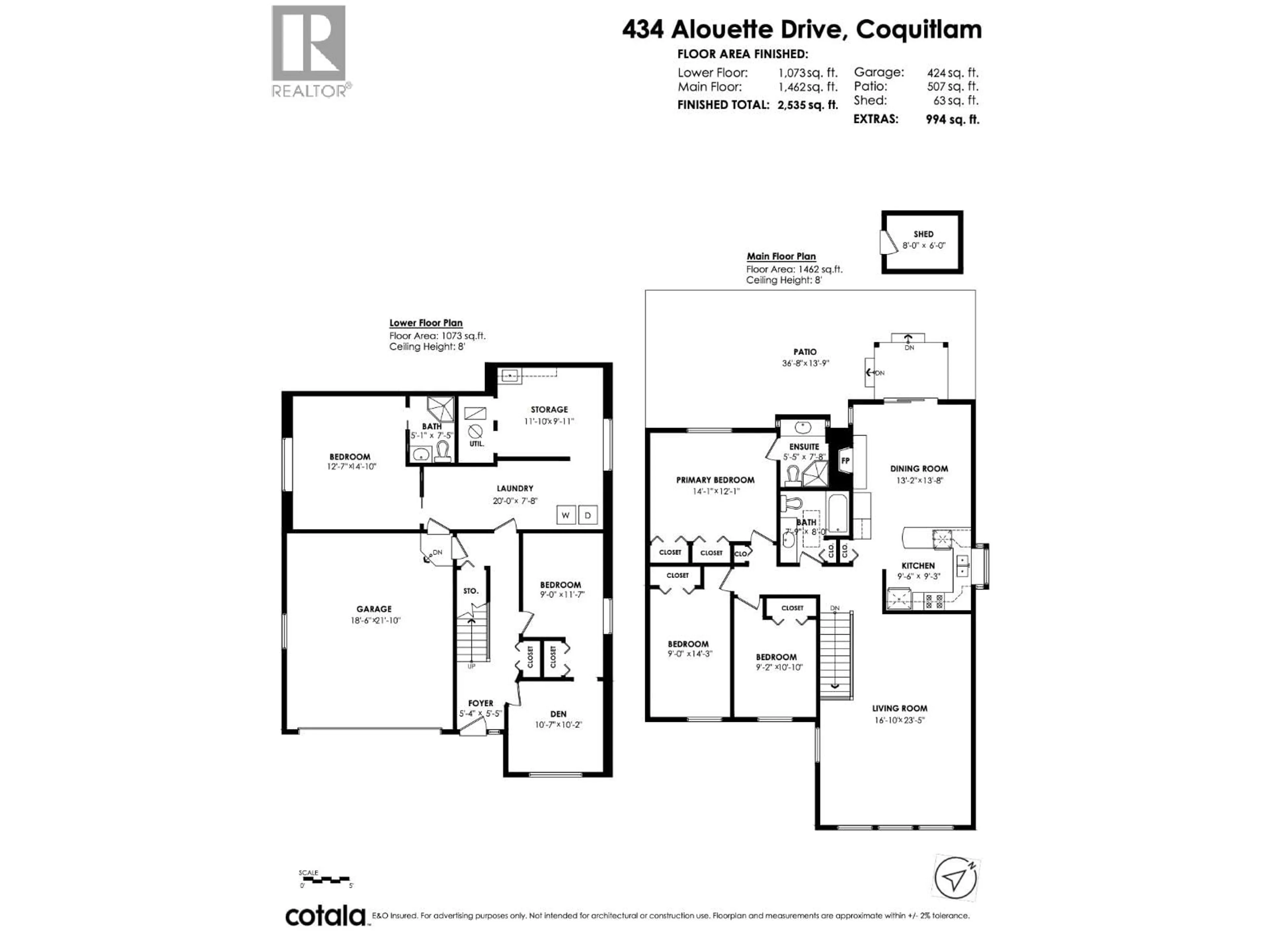 Floor plan for 434 ALOUETTE DRIVE, Coquitlam British Columbia V3C4Y8
