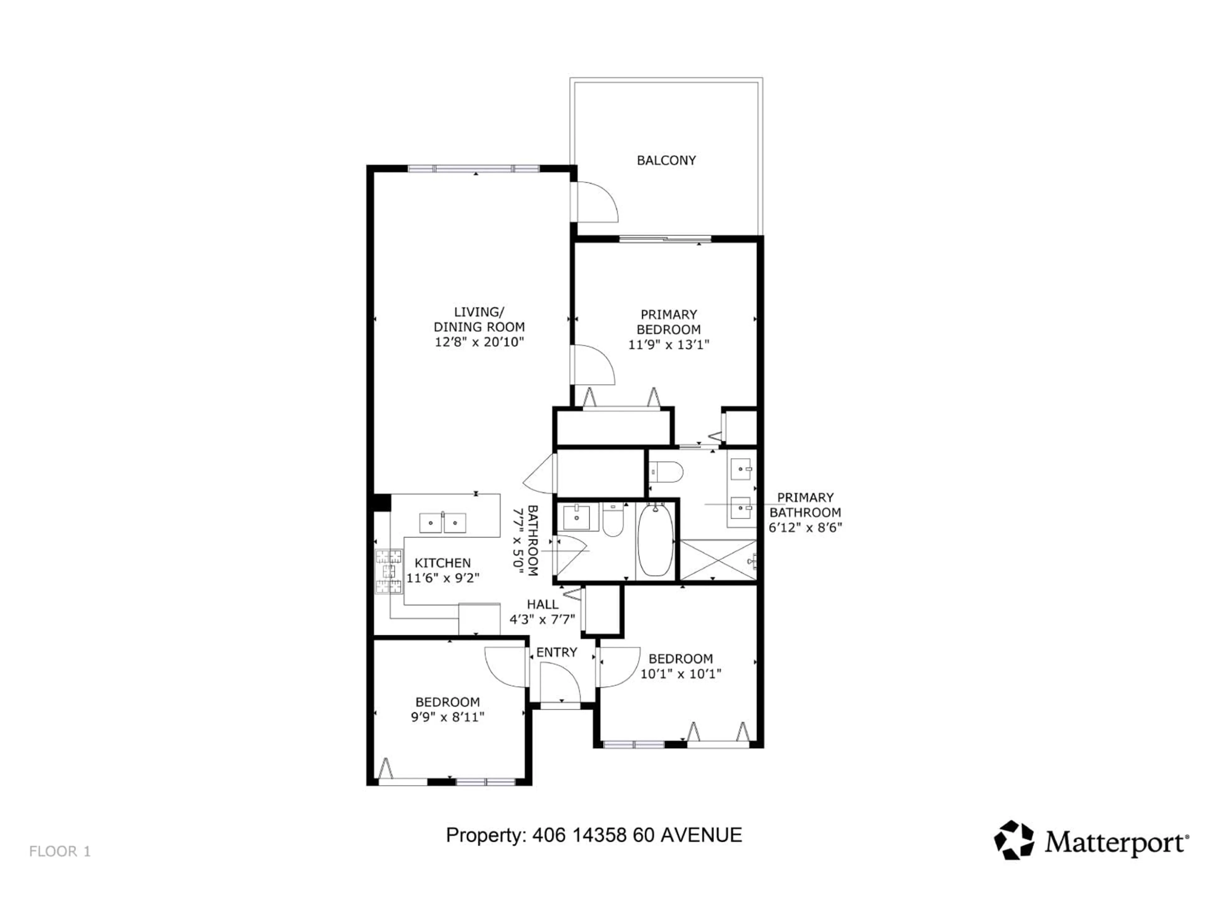Floor plan for 406 - 14358 60 AVENUE, Surrey British Columbia V3X0G3
