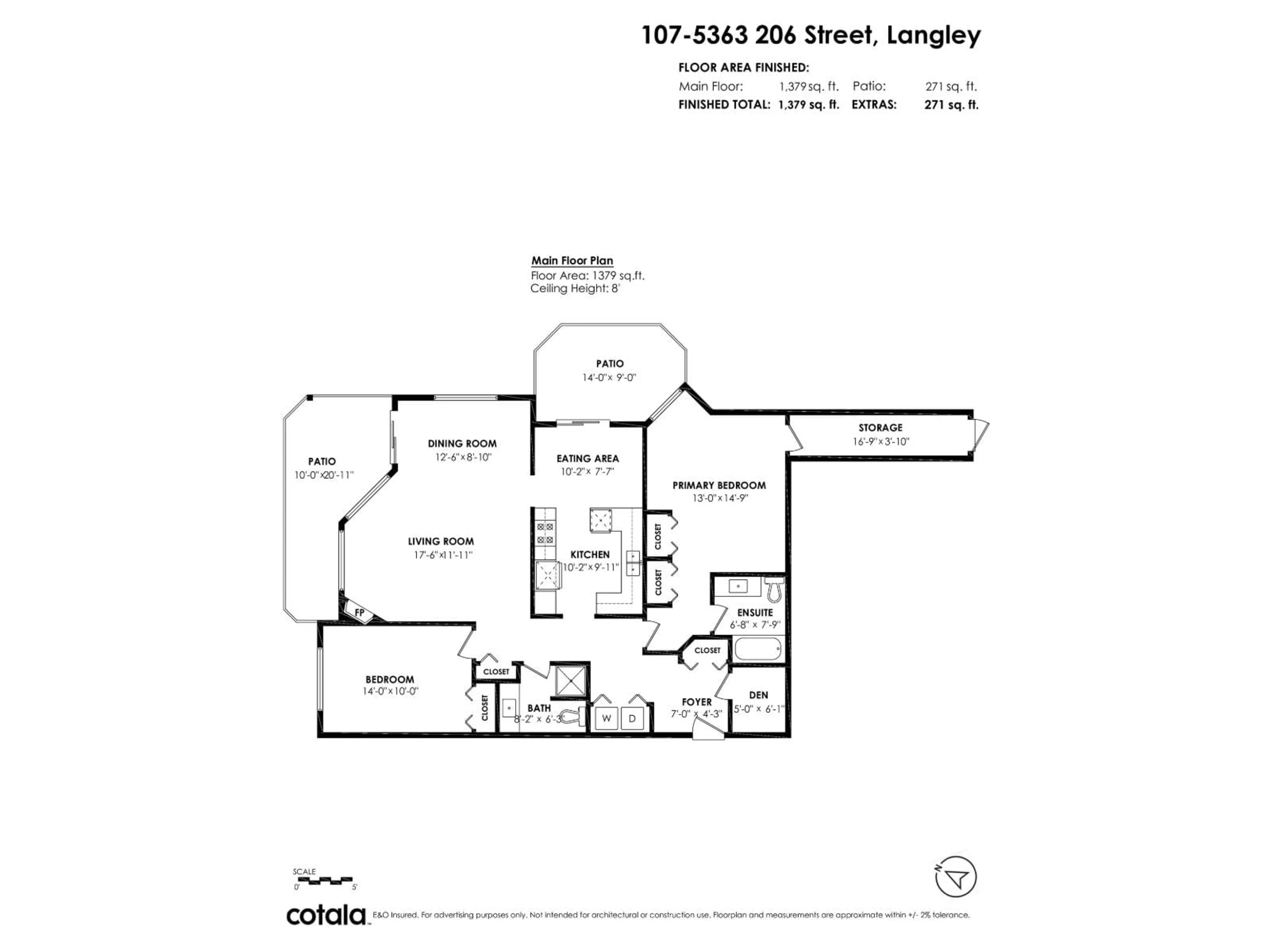 Floor plan for 107 - 5363 206 STREET, Langley British Columbia V3A2C5