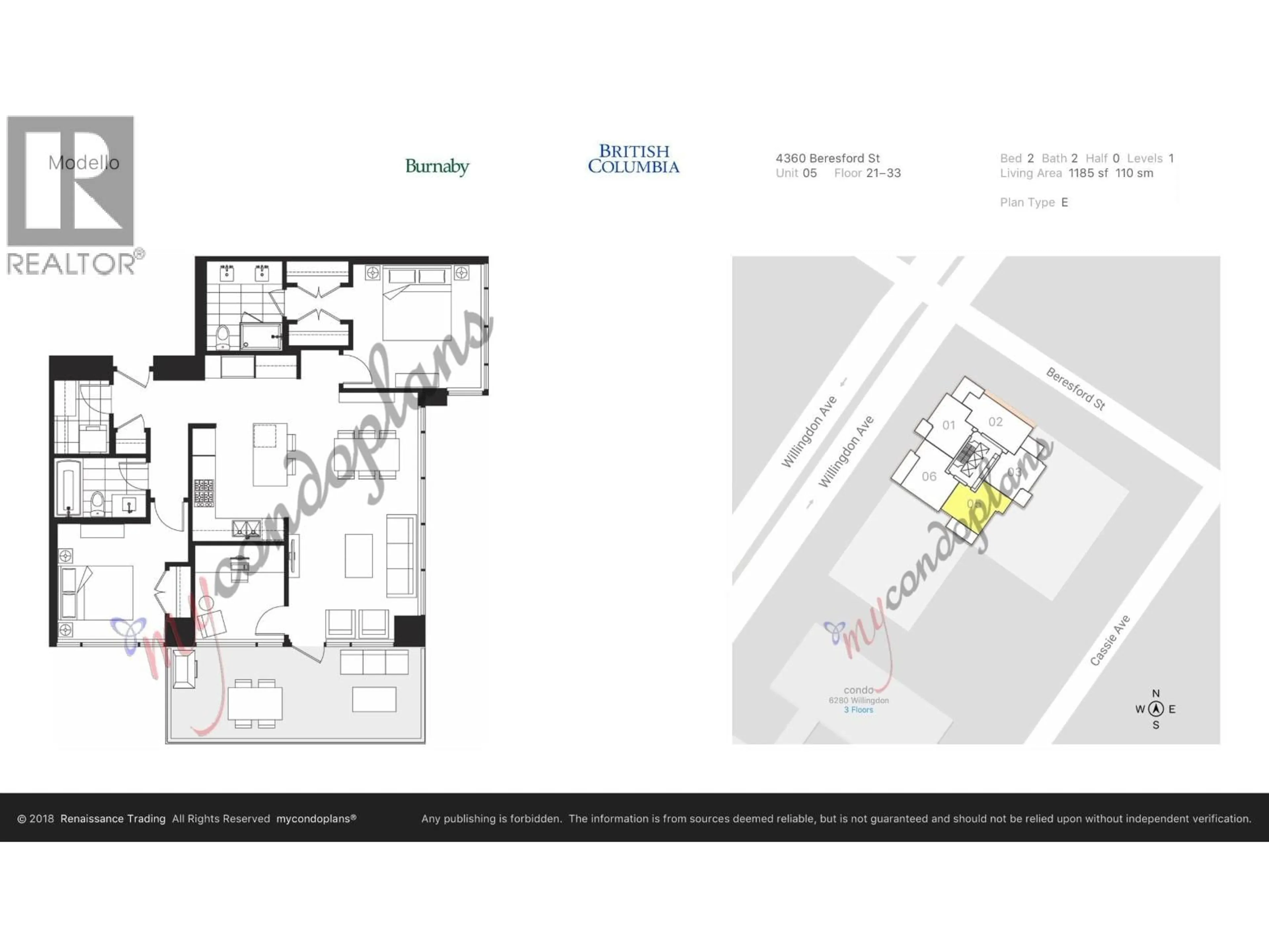 Floor plan for 2305 - 4360 BERESFORD STREET, Burnaby British Columbia V5H0G2