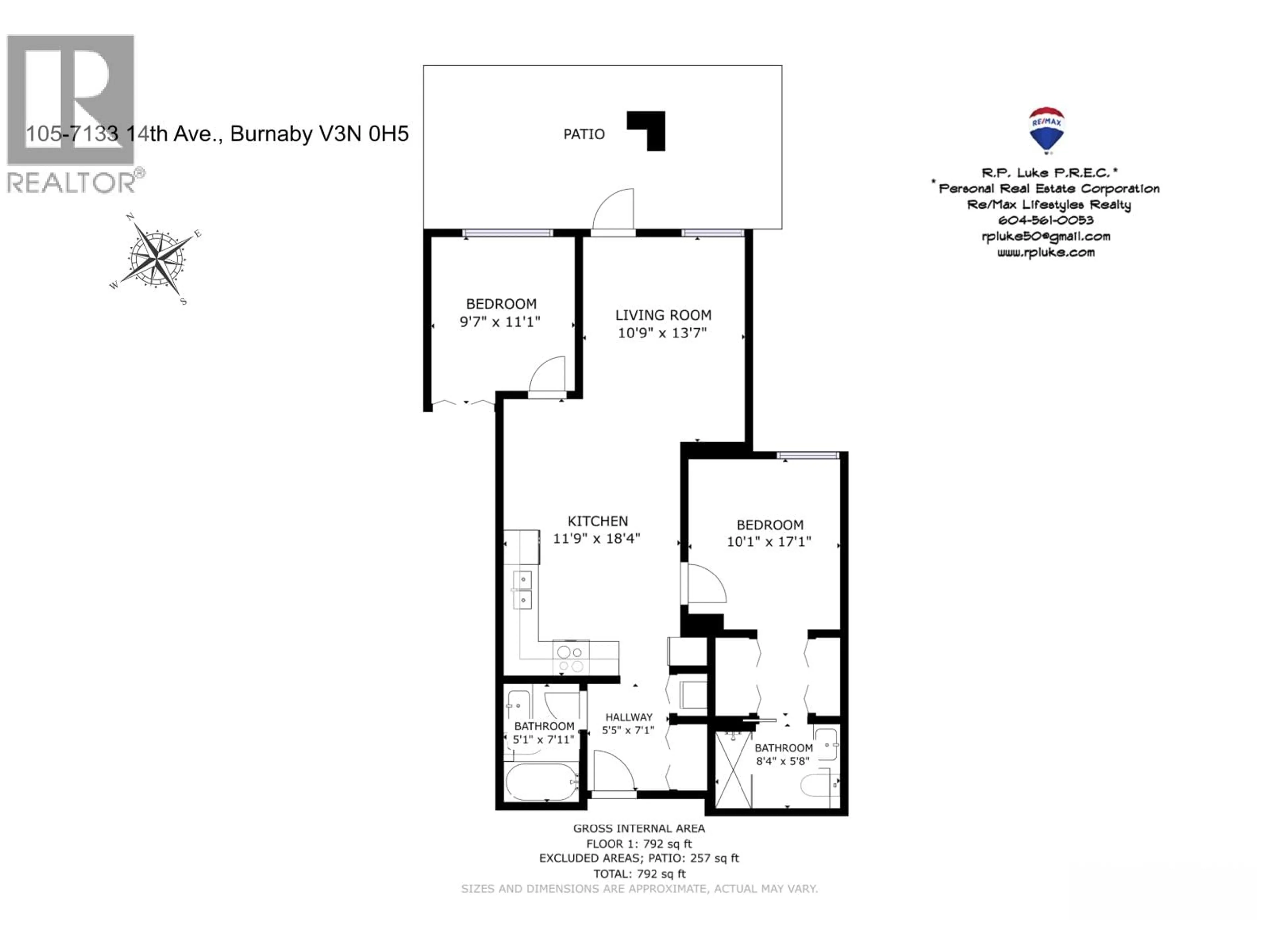 Floor plan for 105 - 7133 14TH AVENUE, Burnaby British Columbia V3N0H5