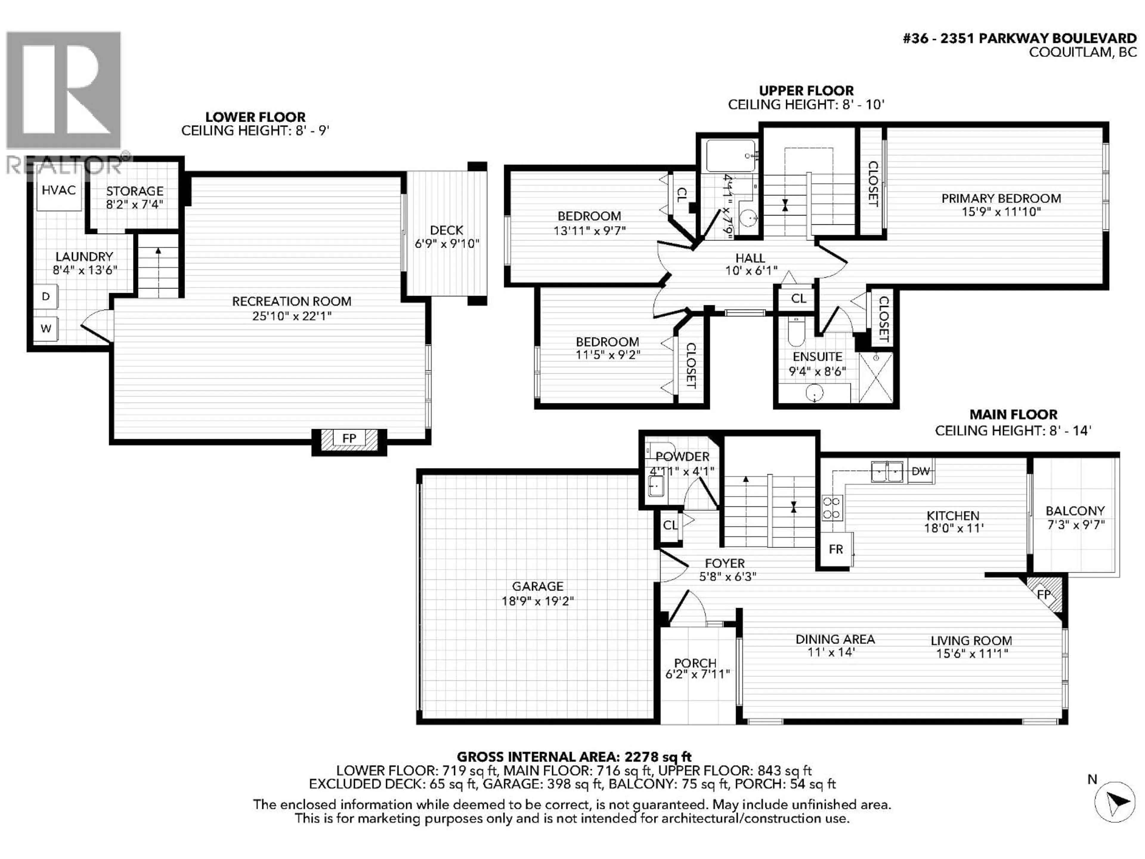 Floor plan for 36 - 2351 PARKWAY BOULEVARD, Coquitlam British Columbia V3E3P2