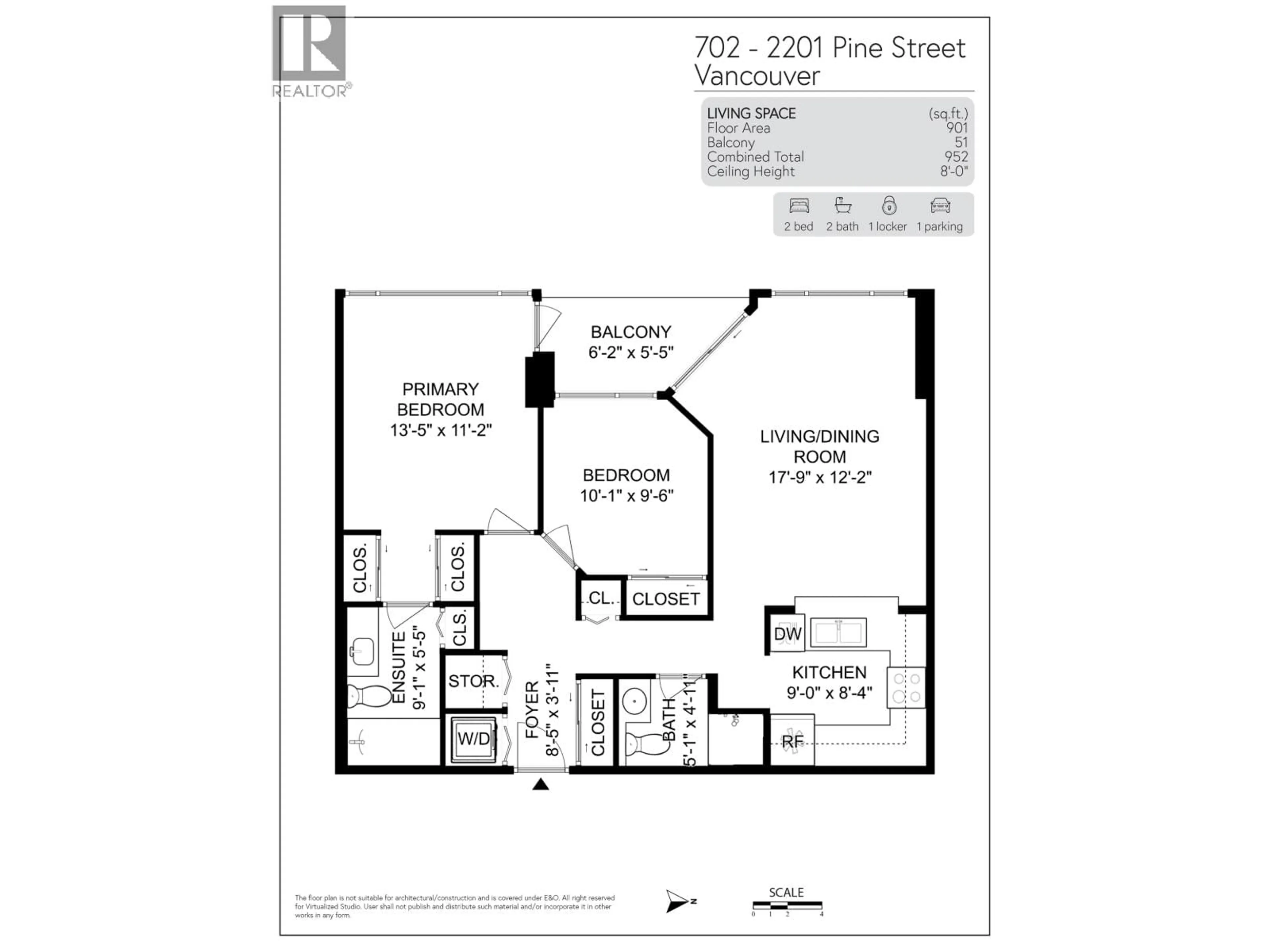 Floor plan for 702 - 2201 PINE STREET, Vancouver British Columbia V6J5E7