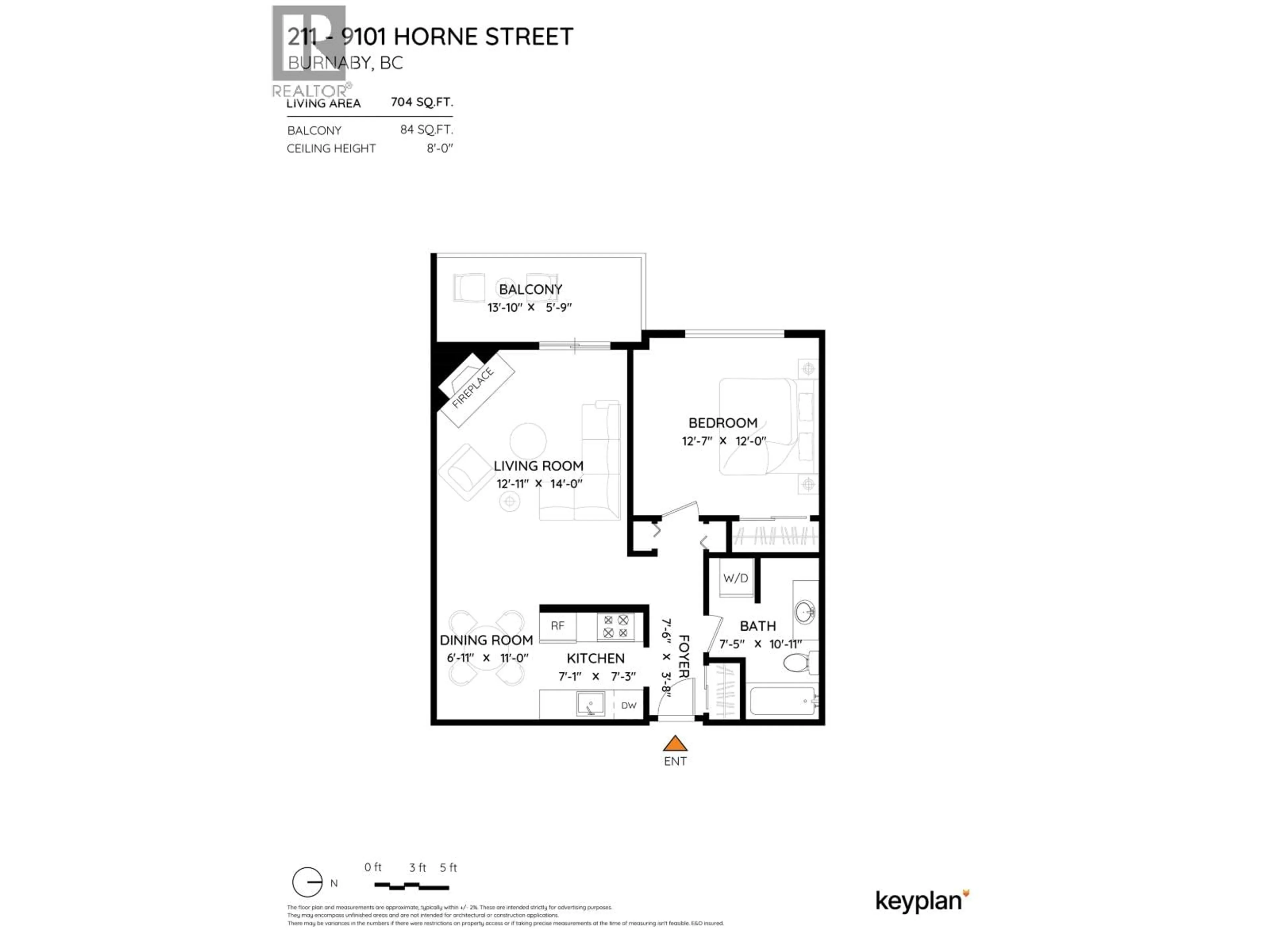 Floor plan for 211 - 9101 HORNE STREET, Burnaby British Columbia V3N4M3