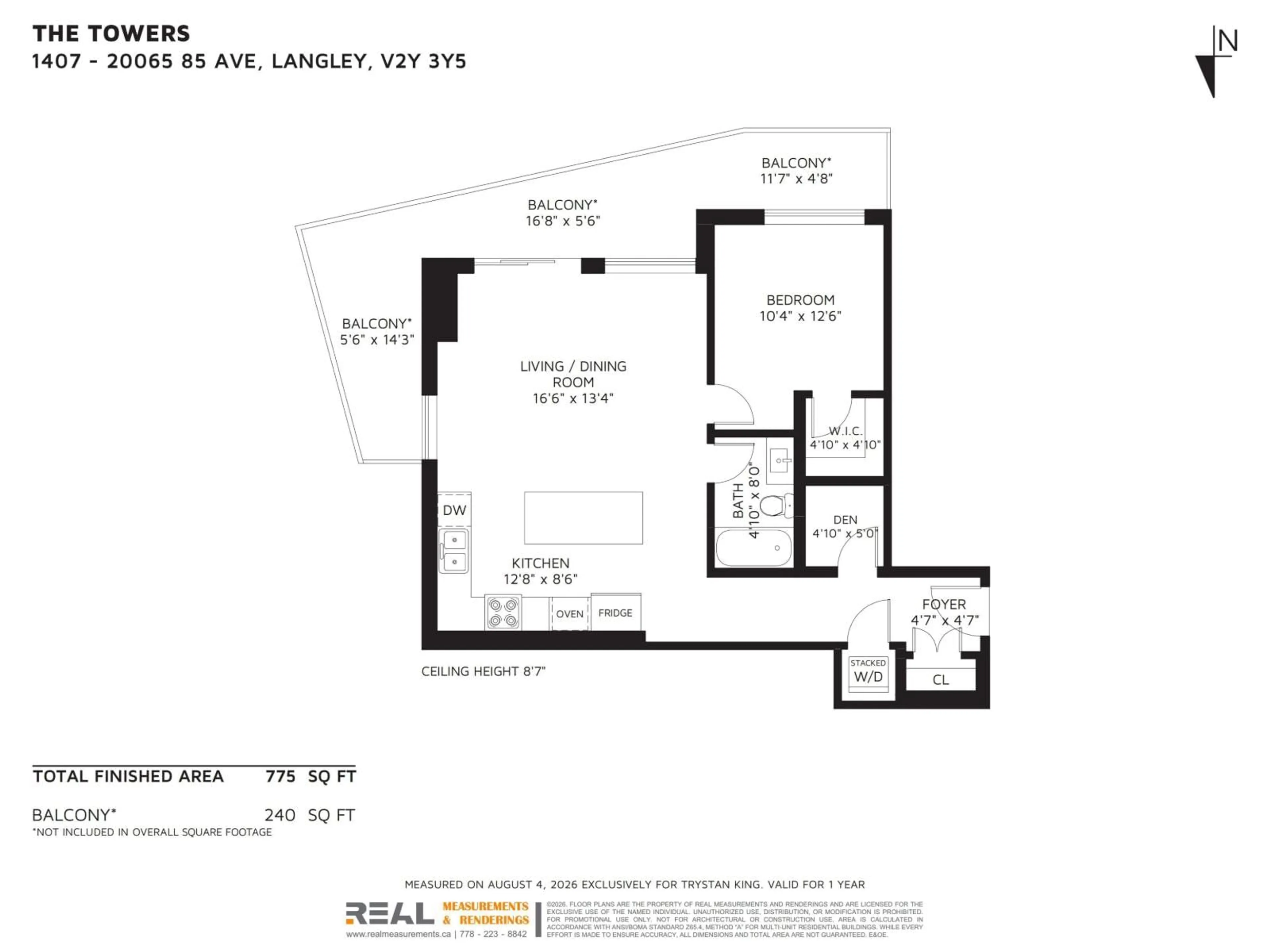 Floor plan for 1407 - 20065 85 AVENUE, Langley British Columbia V2Y3Y5