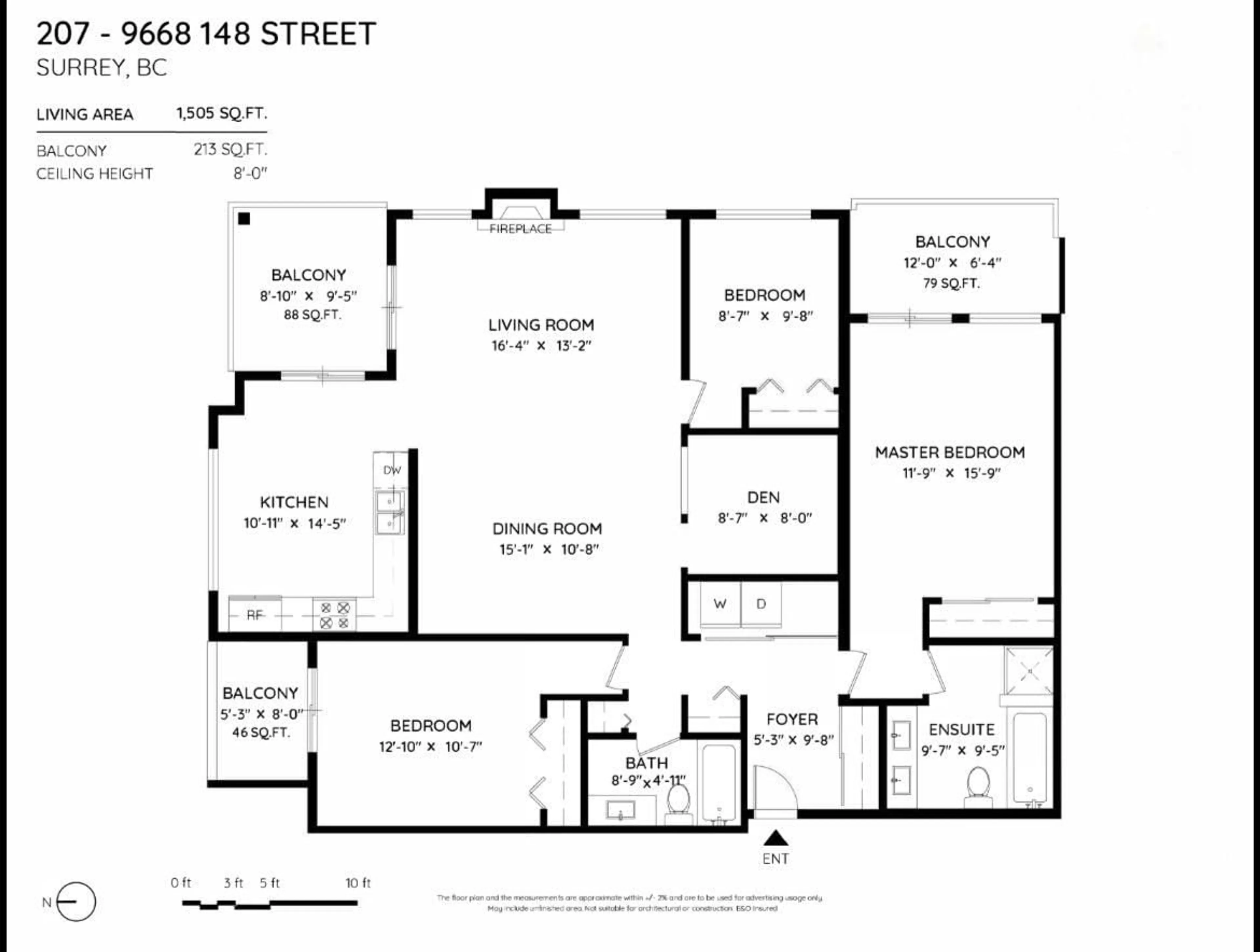 Floor plan for 207 - 9668 148 STREET, Surrey British Columbia V3R0W2