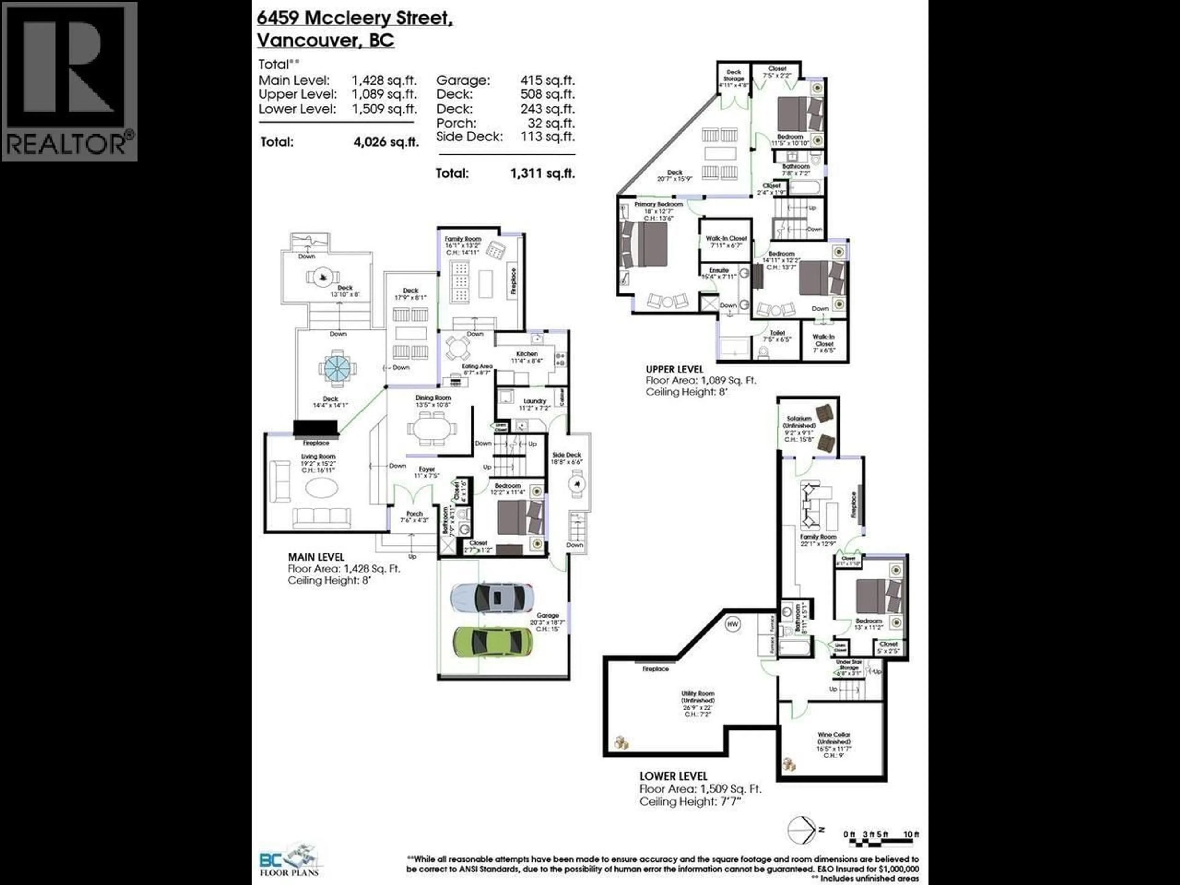 Floor plan for 6459 MCCLEERY STREET, Vancouver British Columbia V6N1G5