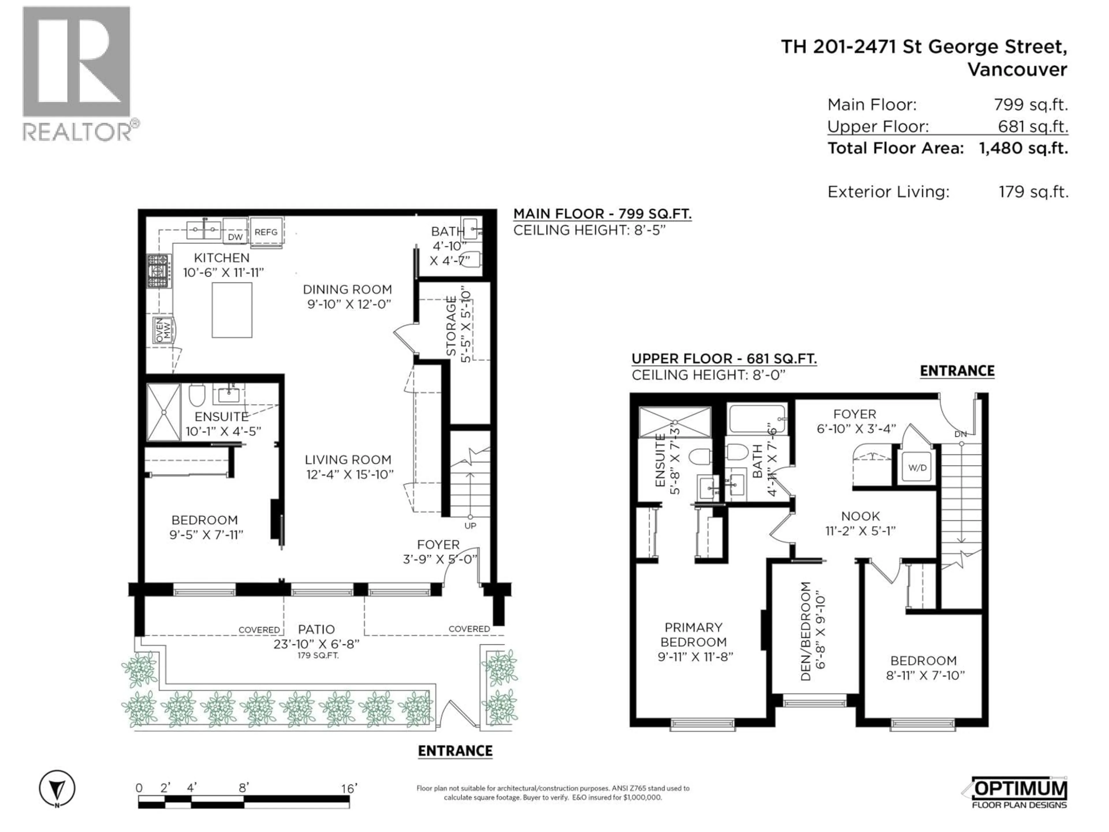 Floor plan for TH201 - 2471 ST. GEORGE STREET, Vancouver British Columbia V5T1W9