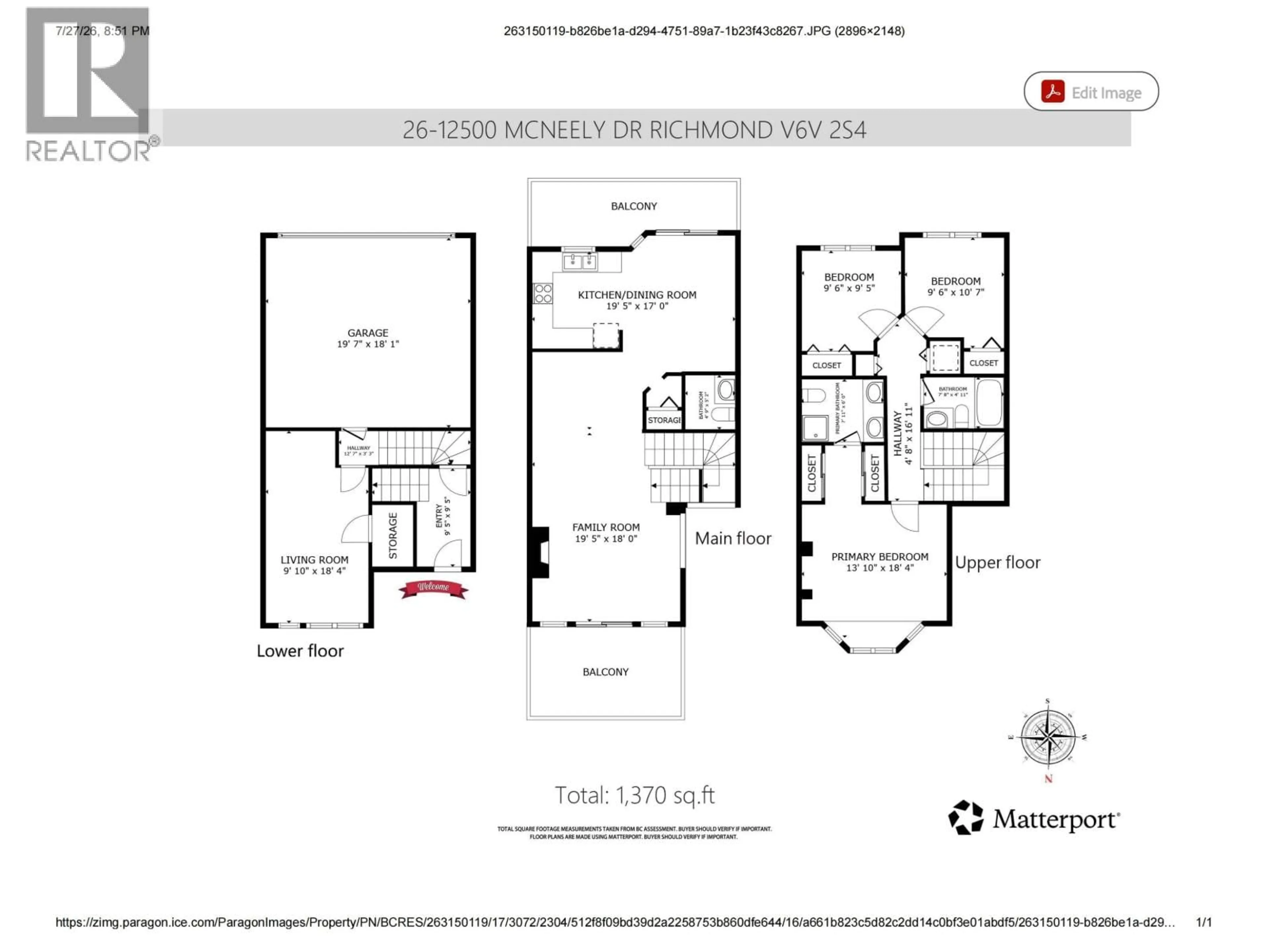 Floor plan for 26 - 12500 MCNEELY DRIVE, Richmond British Columbia V6V2S4