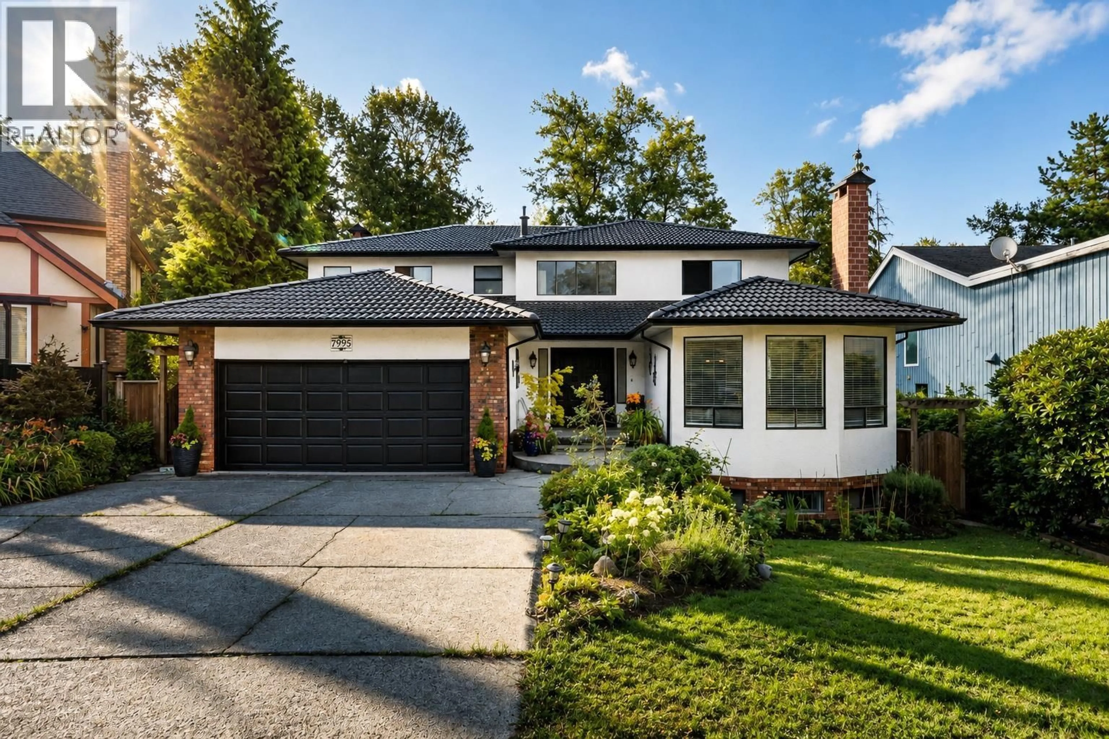Home with brick exterior material, street for 7995 WOODHURST DRIVE, Burnaby British Columbia V5A4C6