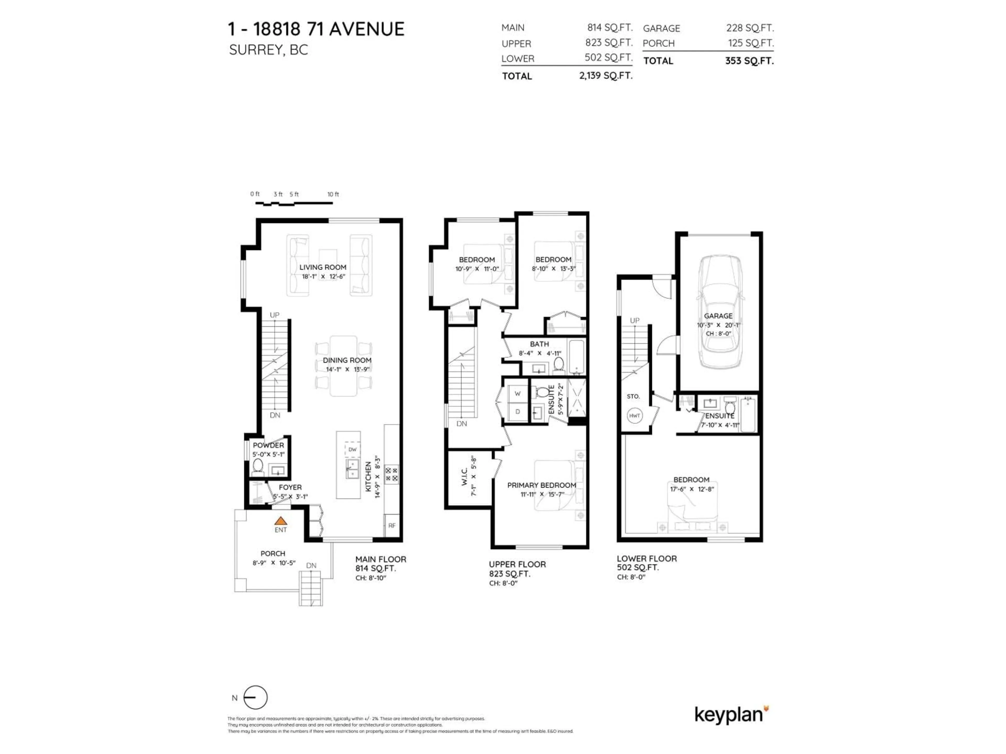 Floor plan for 1 - 18818 71 AVENUE, Surrey British Columbia V4N6N9