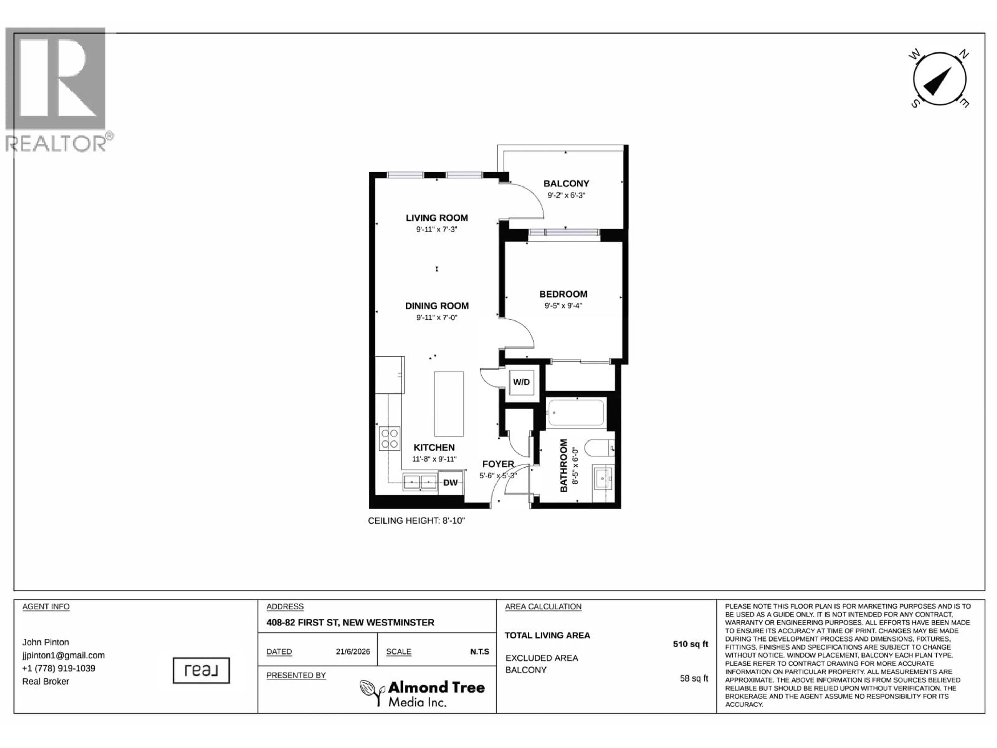 Floor plan for 408 - 82 FIRST STREET, New Westminster British Columbia V3L0L8