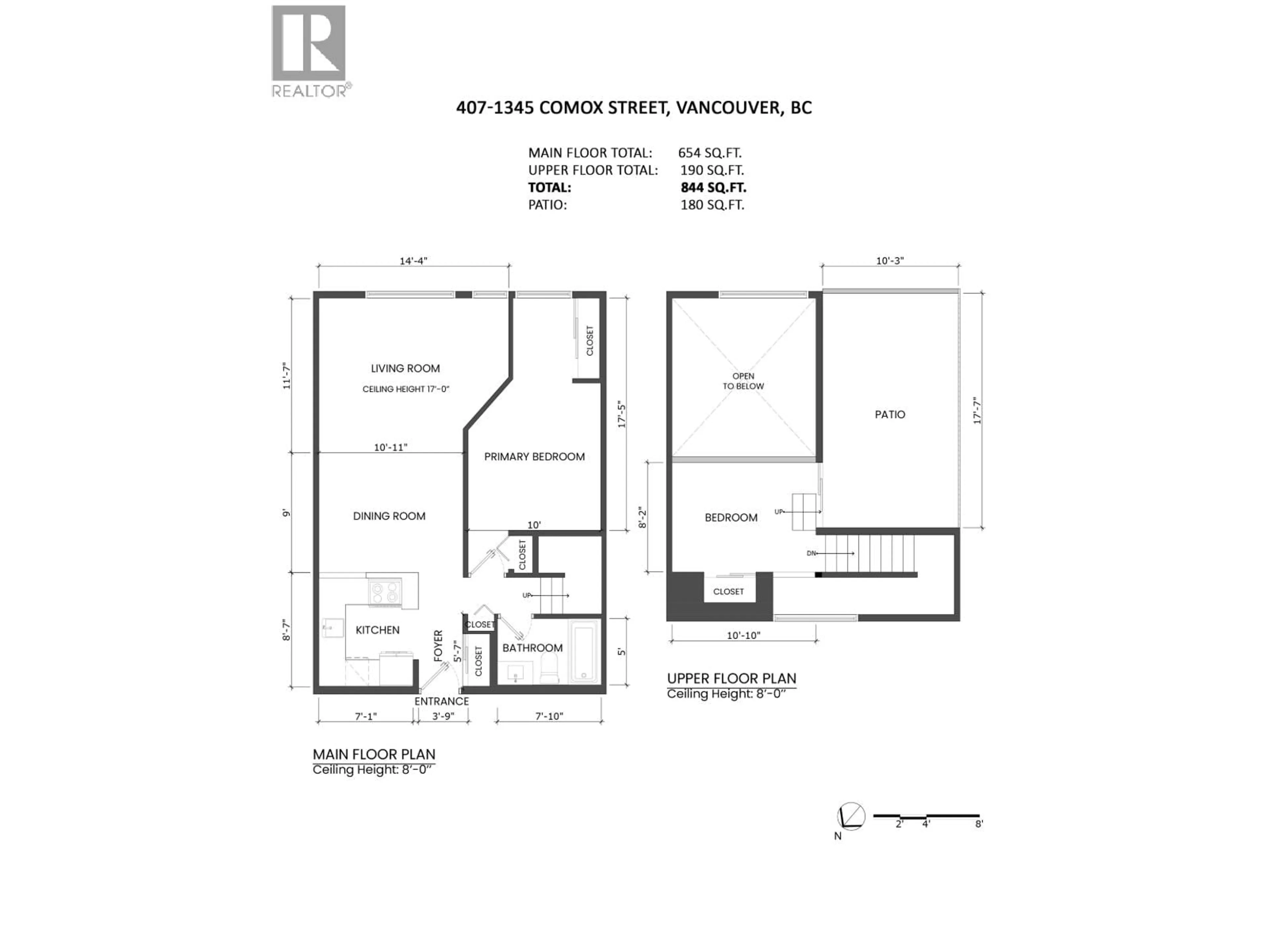 Floor plan for 407 - 1345 COMOX STREET, Vancouver British Columbia V6E4E4