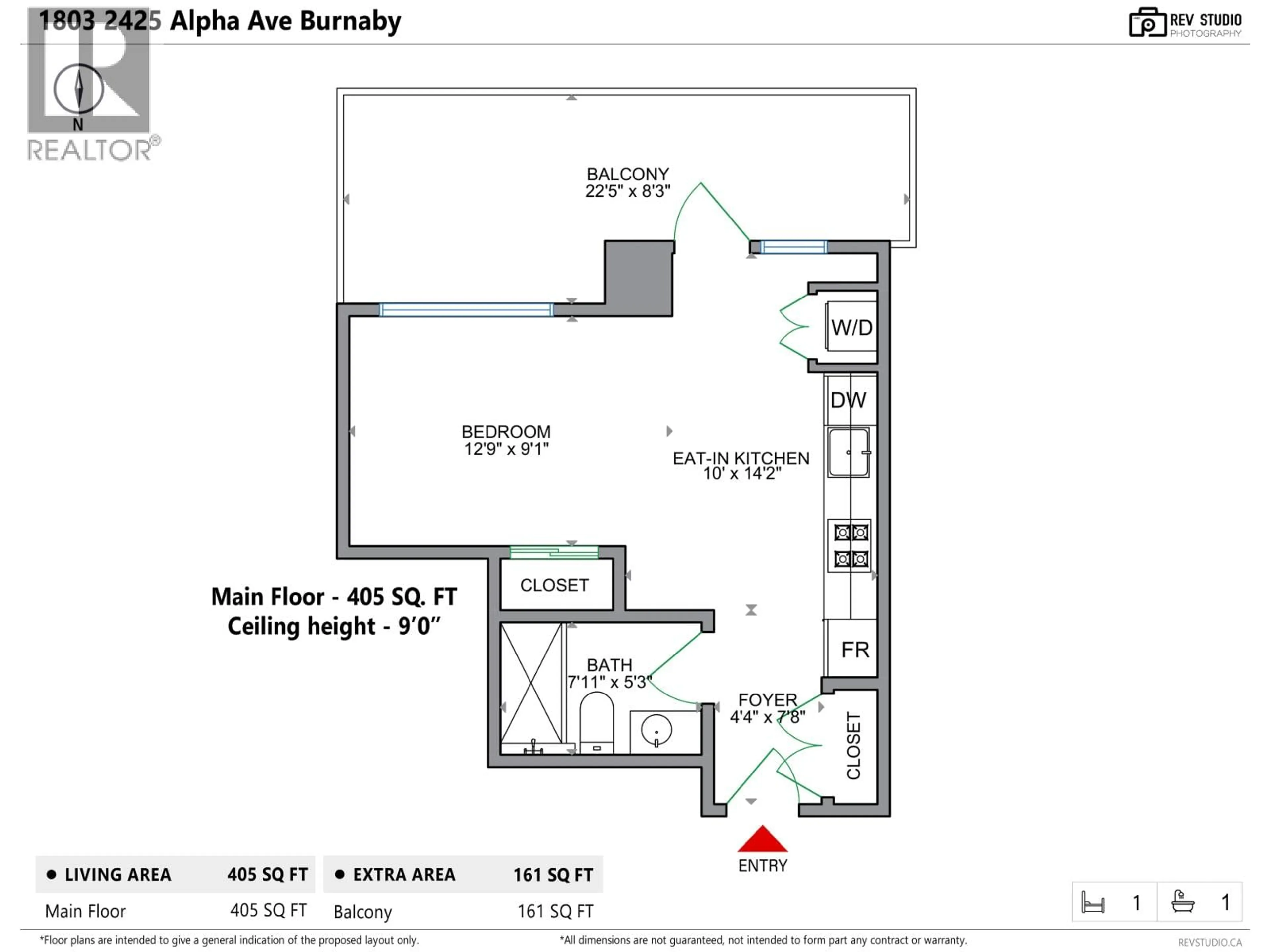 Floor plan for 1803 - 2425 ALPHA AVENUE, Burnaby British Columbia V5C0N6